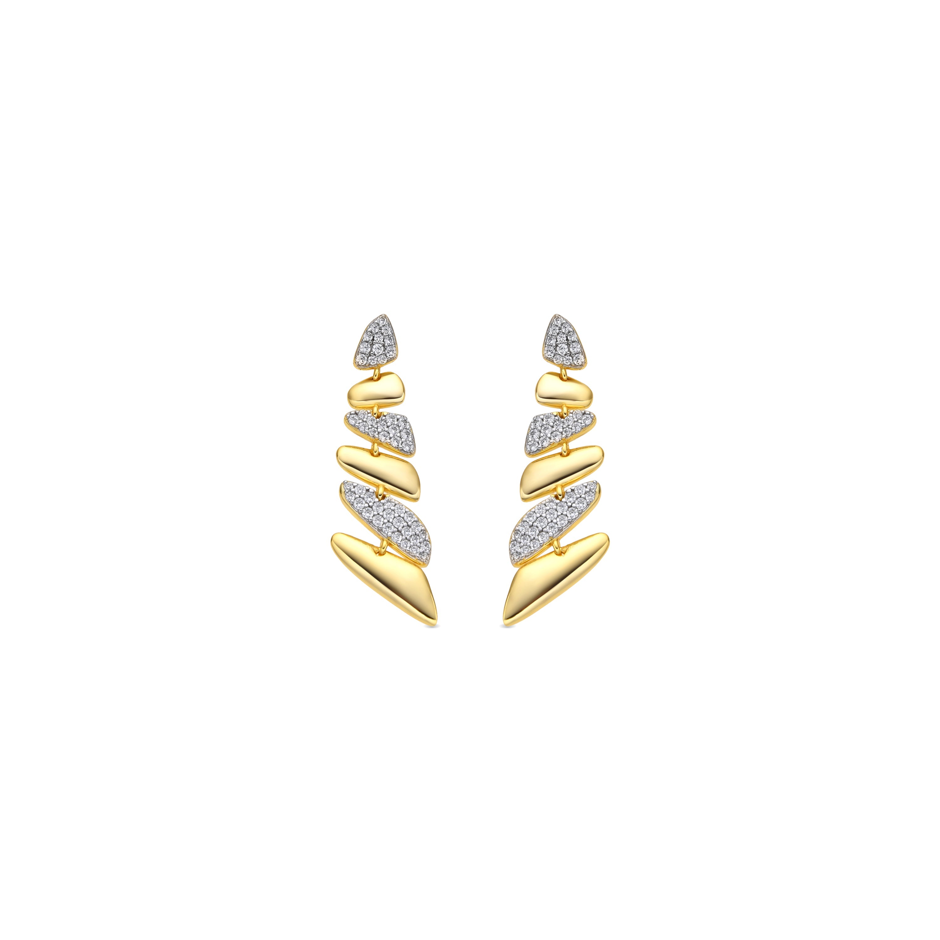 925 Sterling Silver and Brilliant Zirconia Earrings in 18k Yellow Gold Finish - Zolbak