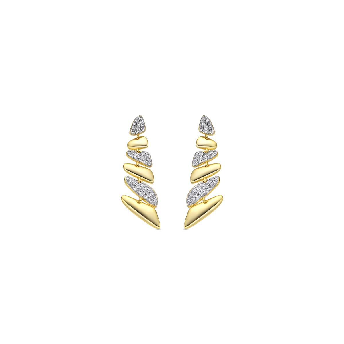 925 Sterling Silver and Brilliant Zirconia Earrings in 18k Yellow Gold Finish - Zolbak