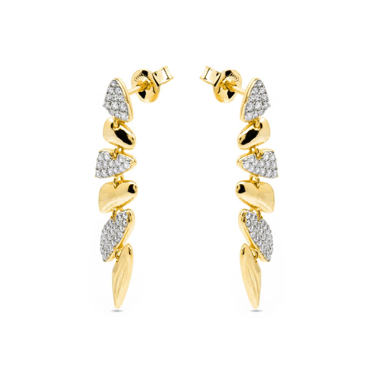 Pendientes de Plata de Ley 925 y Circonita Brillante acabado oro amarillo de 18k - Zolbak