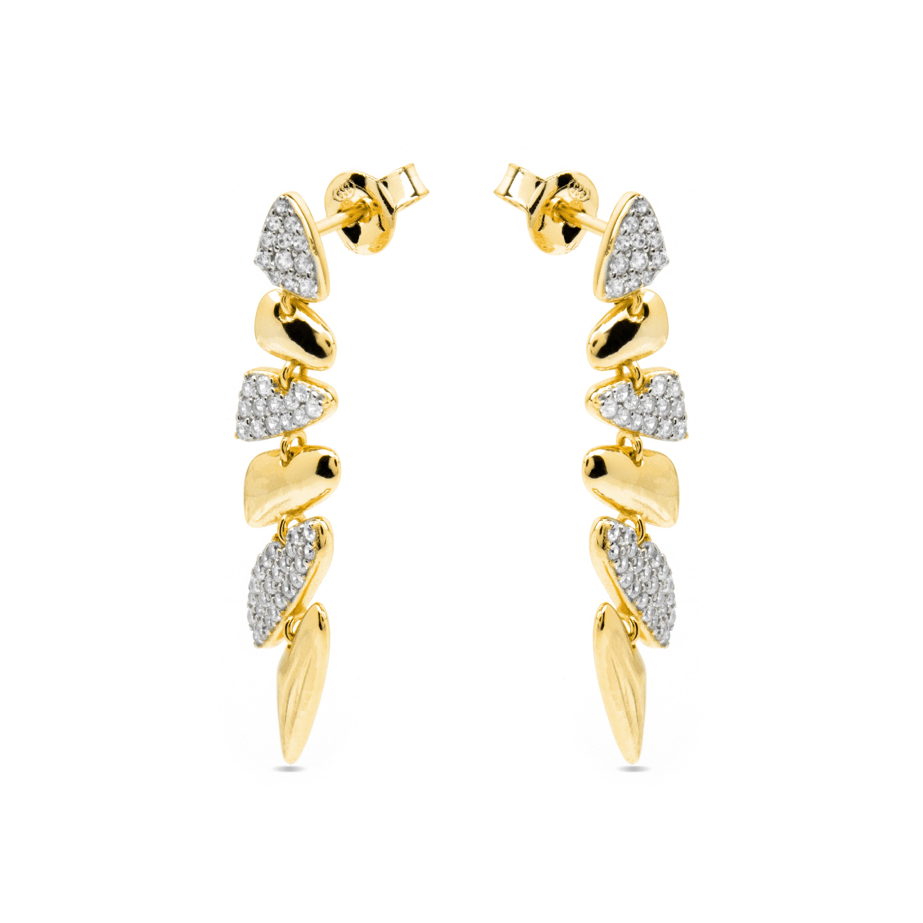 925 Sterling Silver and Brilliant Zirconia Earrings in 18k Yellow Gold Finish - Zolbak