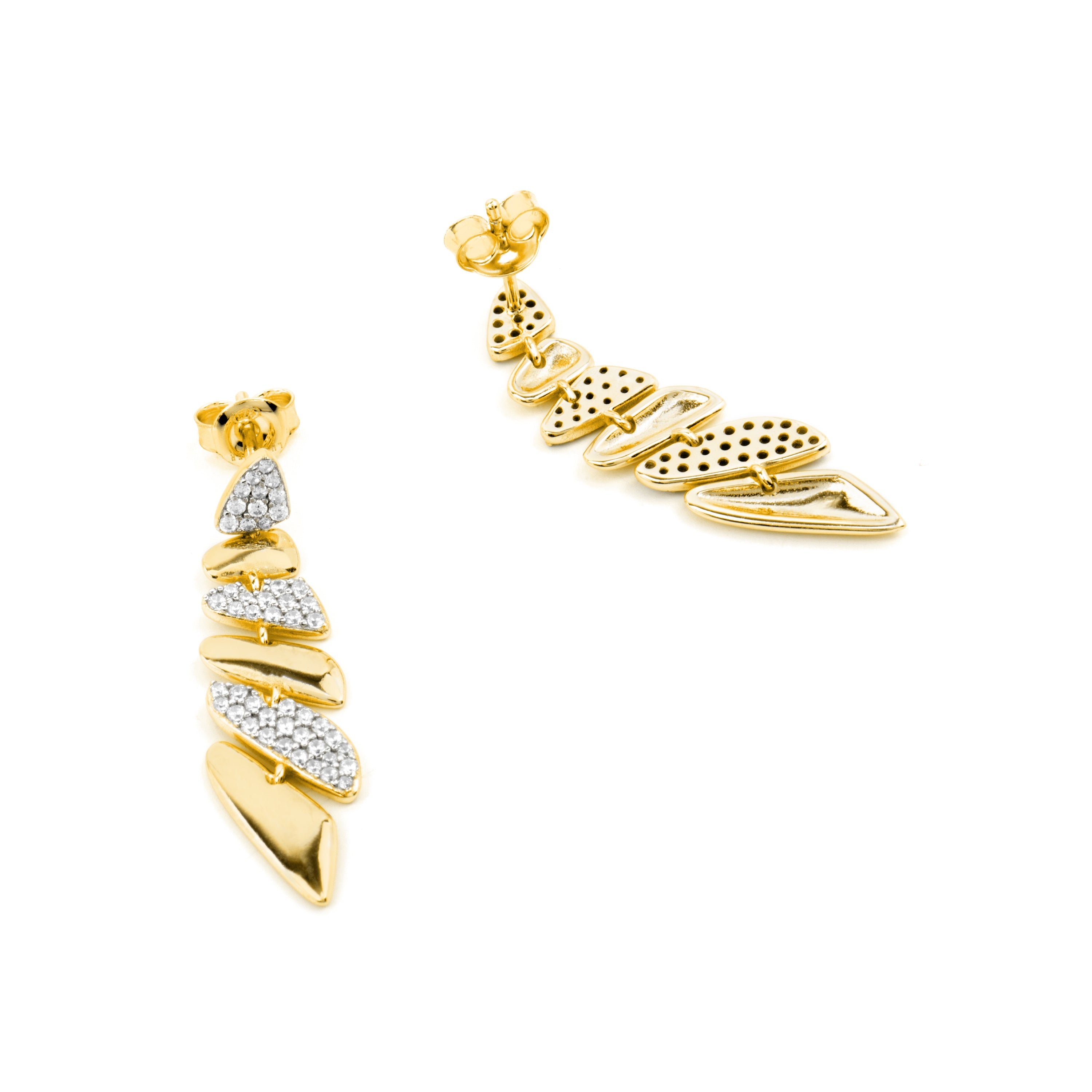 925 Sterling Silver and Brilliant Zirconia Earrings in 18k Yellow Gold Finish - Zolbak