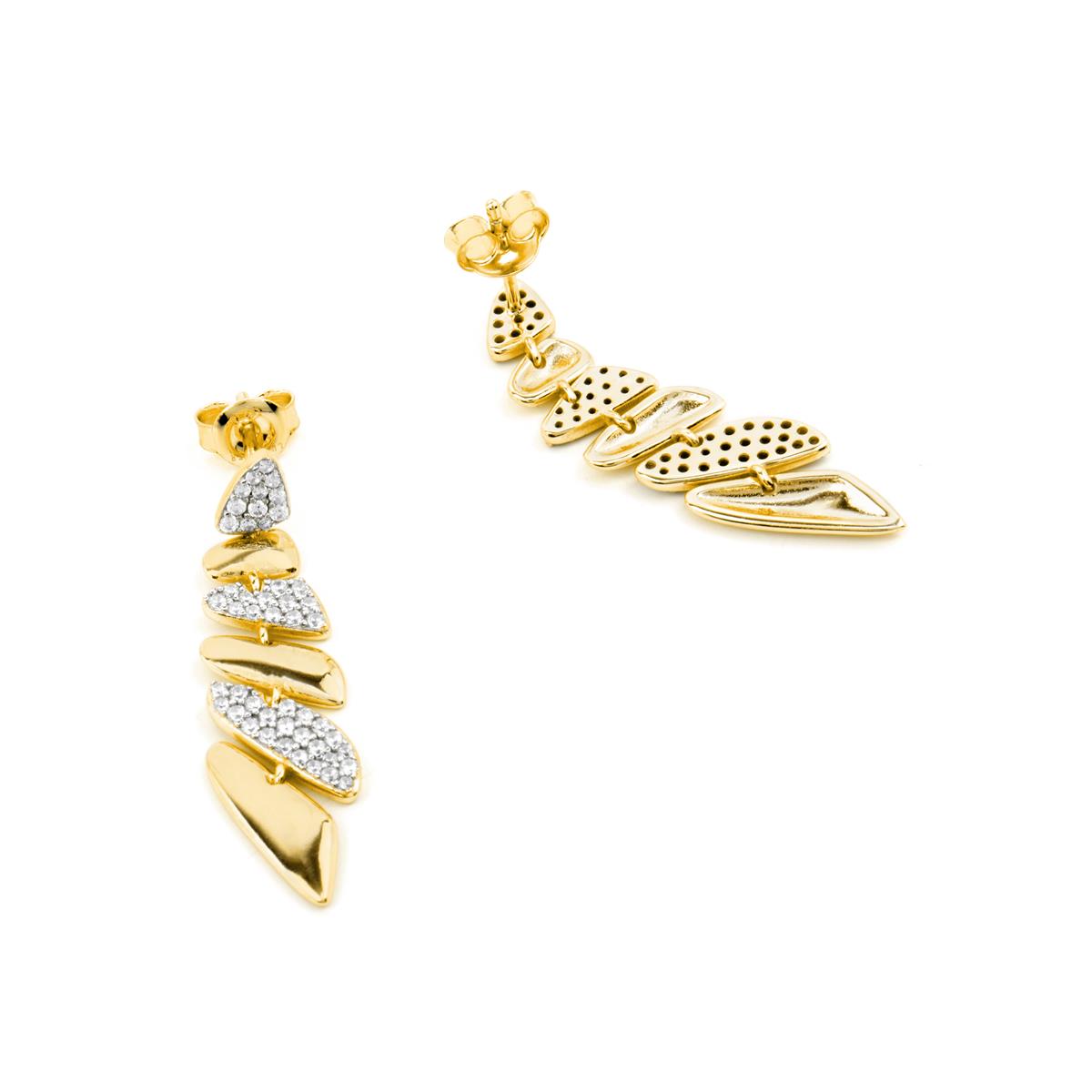 Pendientes de Plata de Ley 925 y Circonita Brillante acabado oro amarillo de 18k - Zolbak