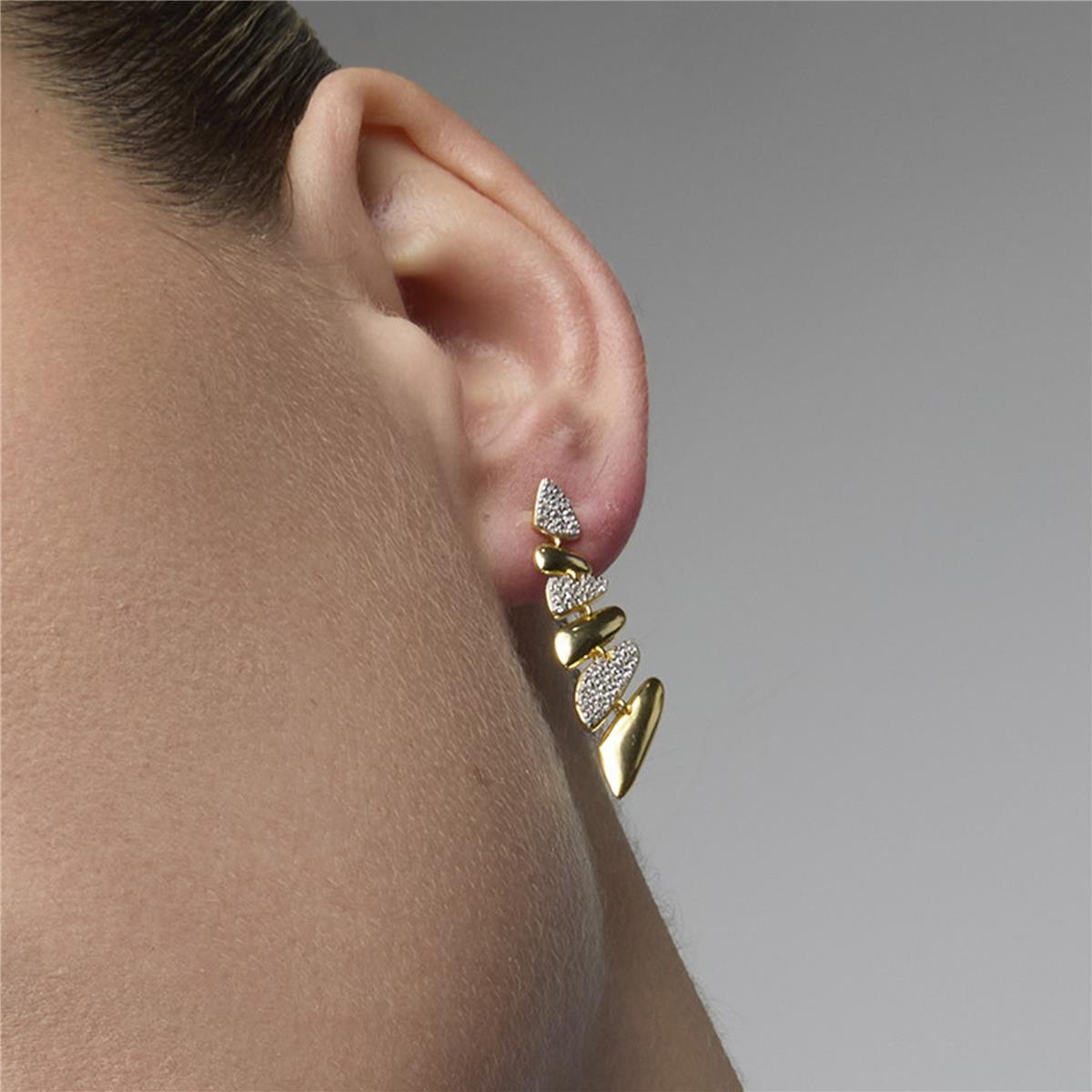 925 Sterling Silver and Brilliant Zirconia Earrings in 18k Yellow Gold Finish - Zolbak