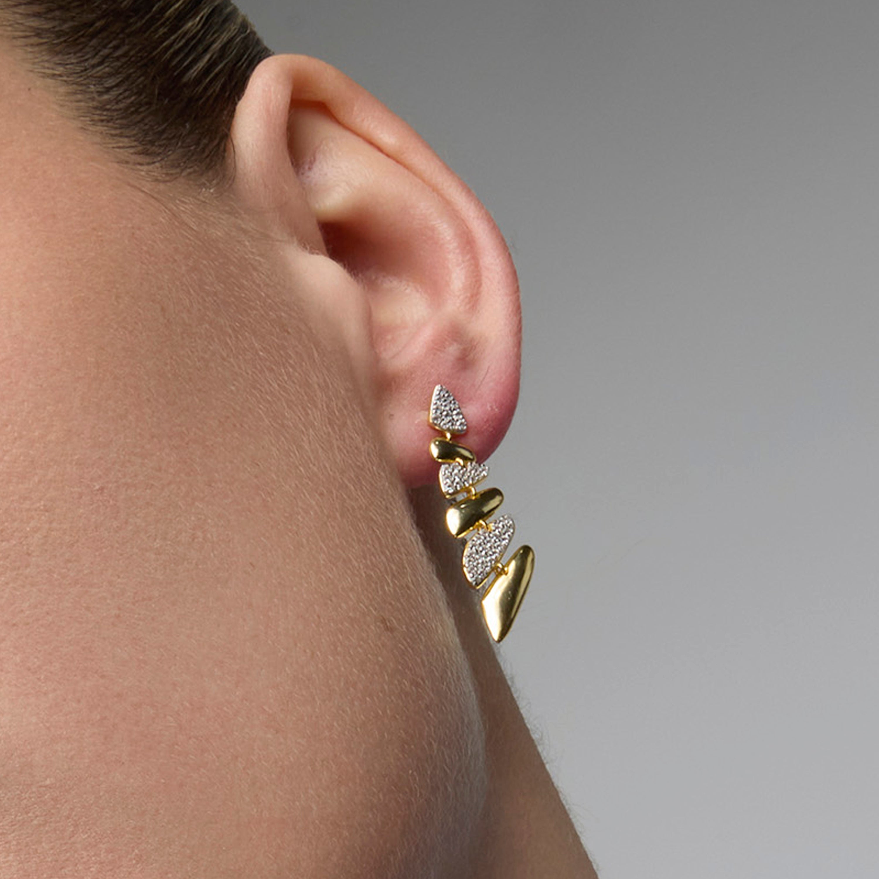 925 Sterling Silver and Brilliant Zirconia Earrings in 18k Yellow Gold Finish - Zolbak