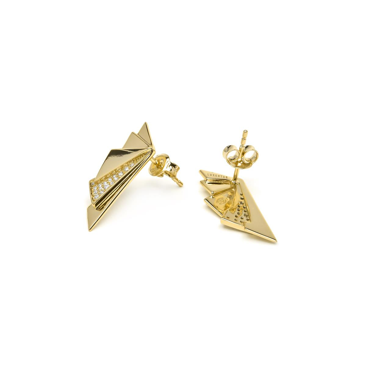 925 Sterling Silver and Brilliant Zirconia 18k Yellow Gold Plated Earrings - Rakry