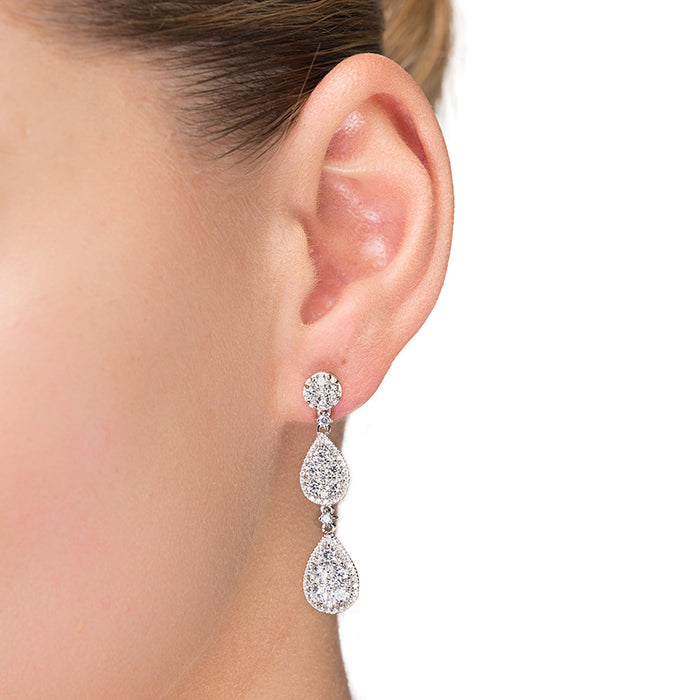 925 Sterling Silver Earrings with Rhodium-Plated Brilliant Zirconia - Fredcrow