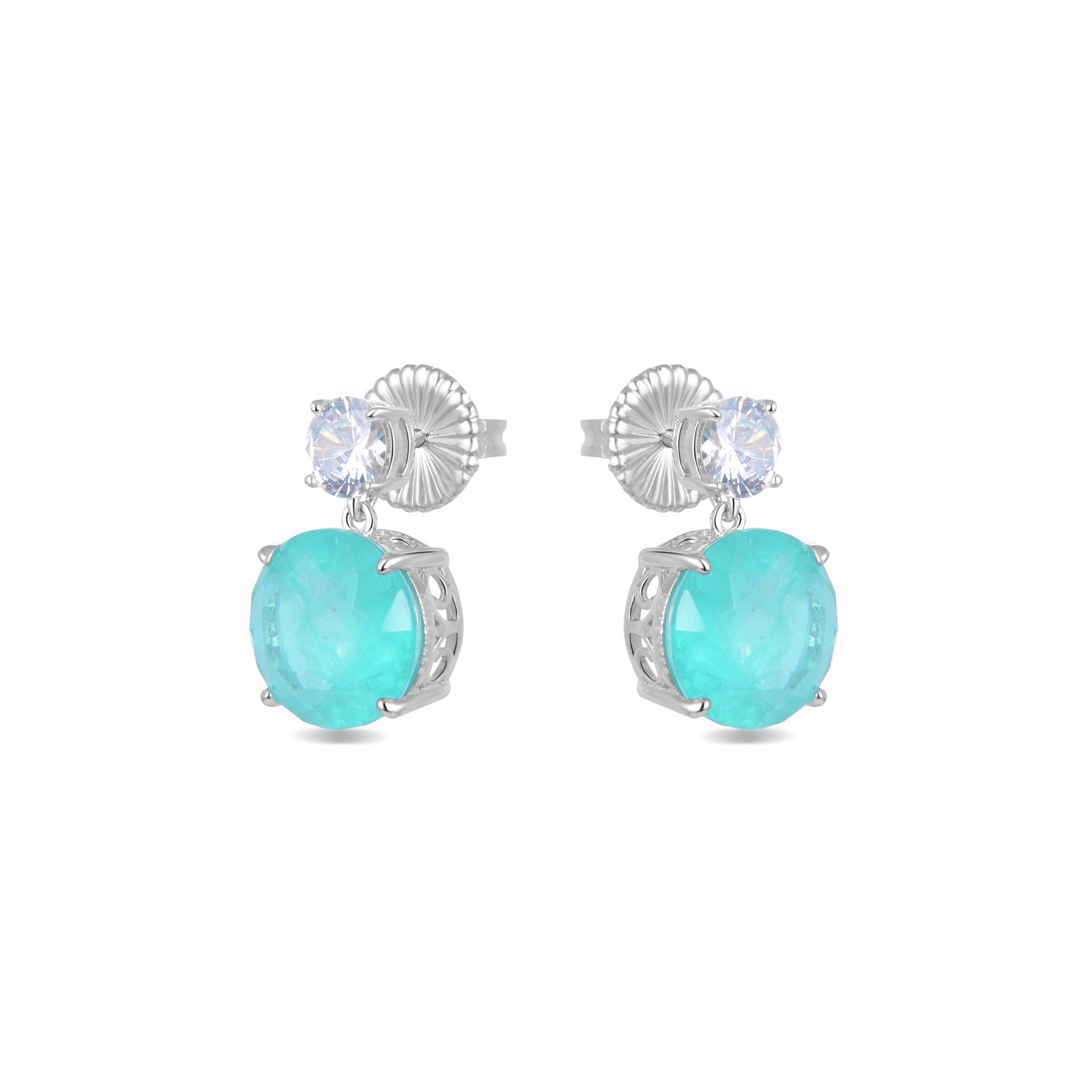925 Sterling Silver Earrings with Rhodium-Plated Zirconia - Sucrow
