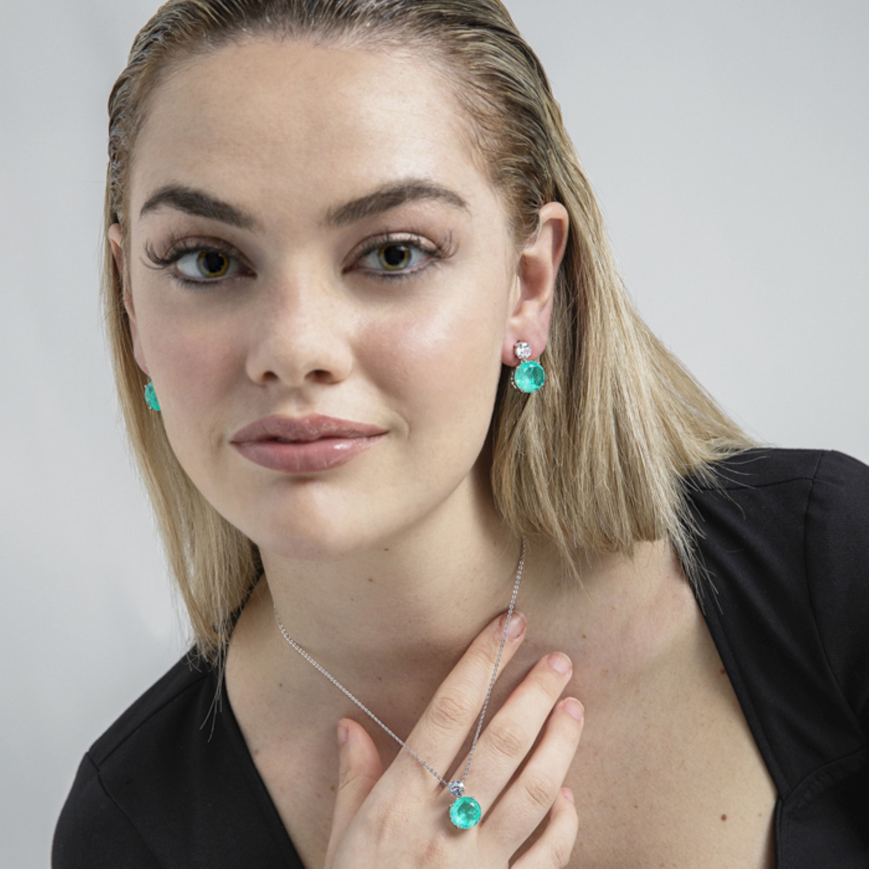 925 Sterling Silver Earrings with Rhodium-Plated Zirconia - Sucrow