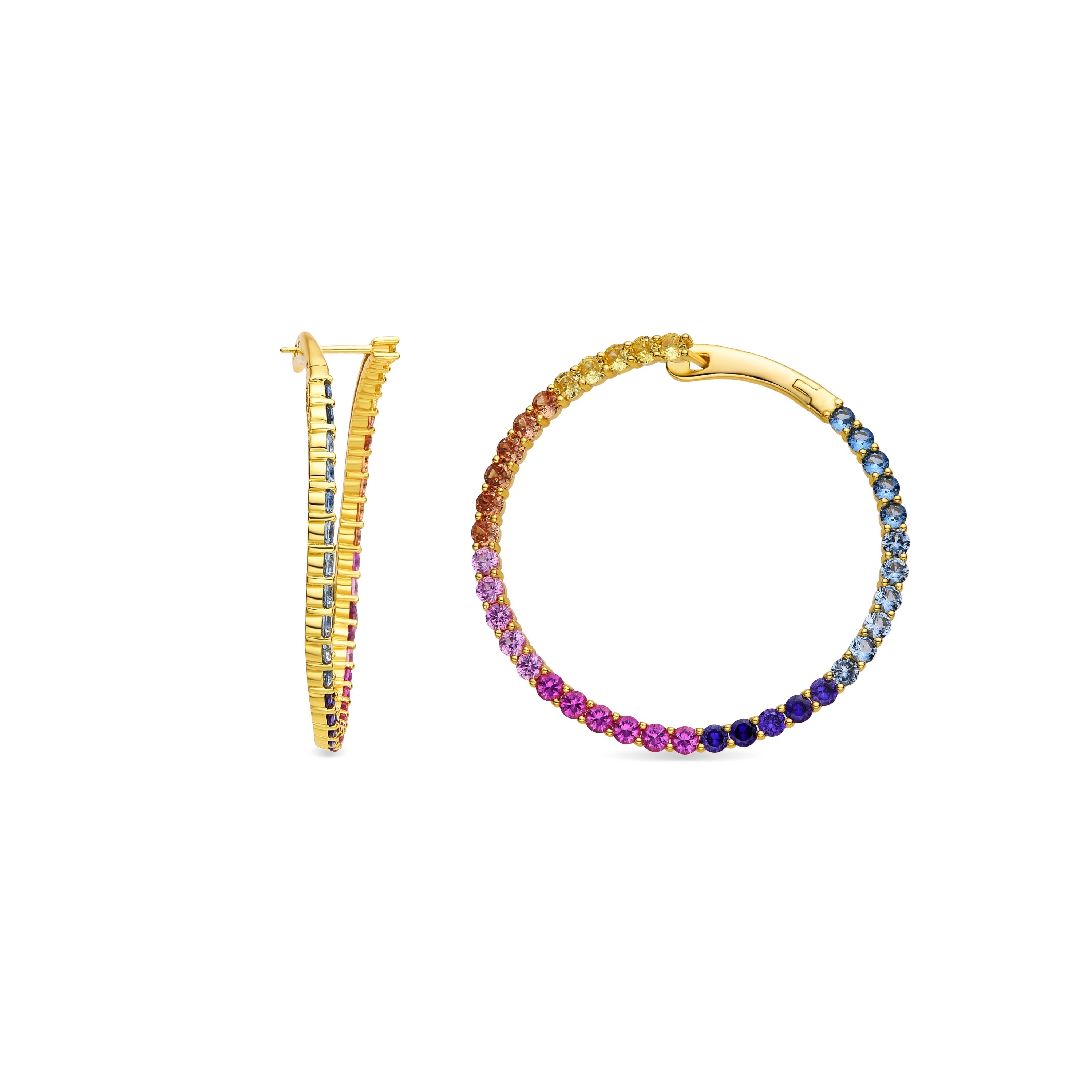Brincos em Prata 925 e Zircônia Multicolorida com banho de ouro 18k - Axo