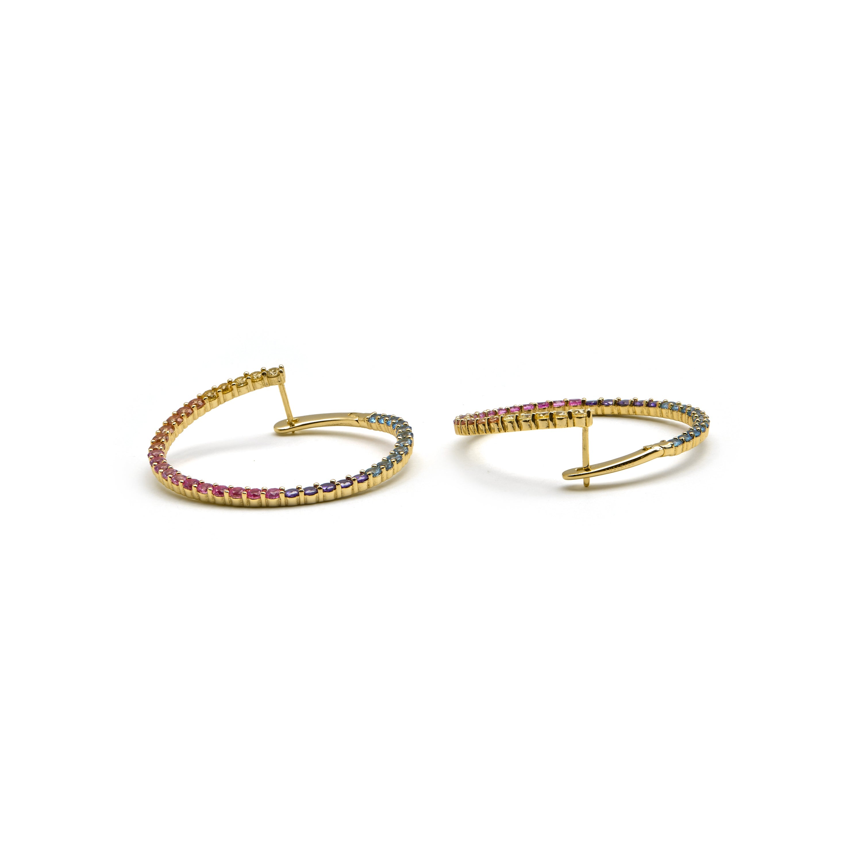 Brincos em Prata 925 e Zircônia Multicolorida com banho de ouro 18k - Axo