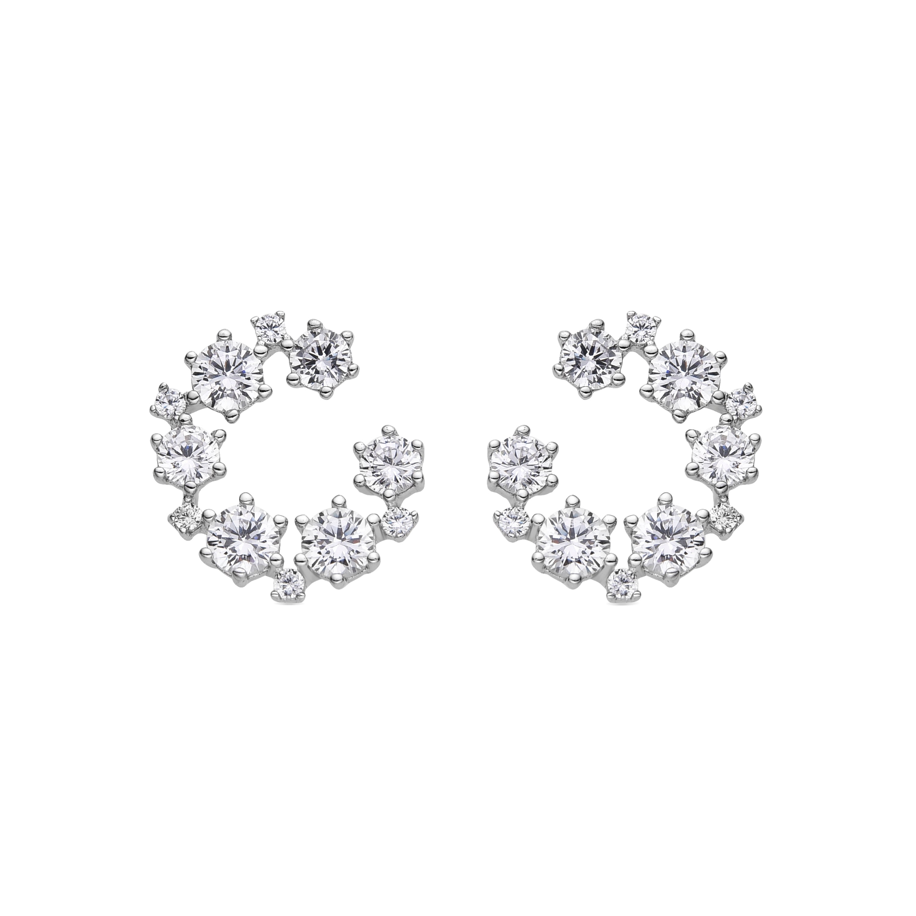 925 Sterling Silver and Brilliant Zirconia Earrings with Rhodium Finish - Feni