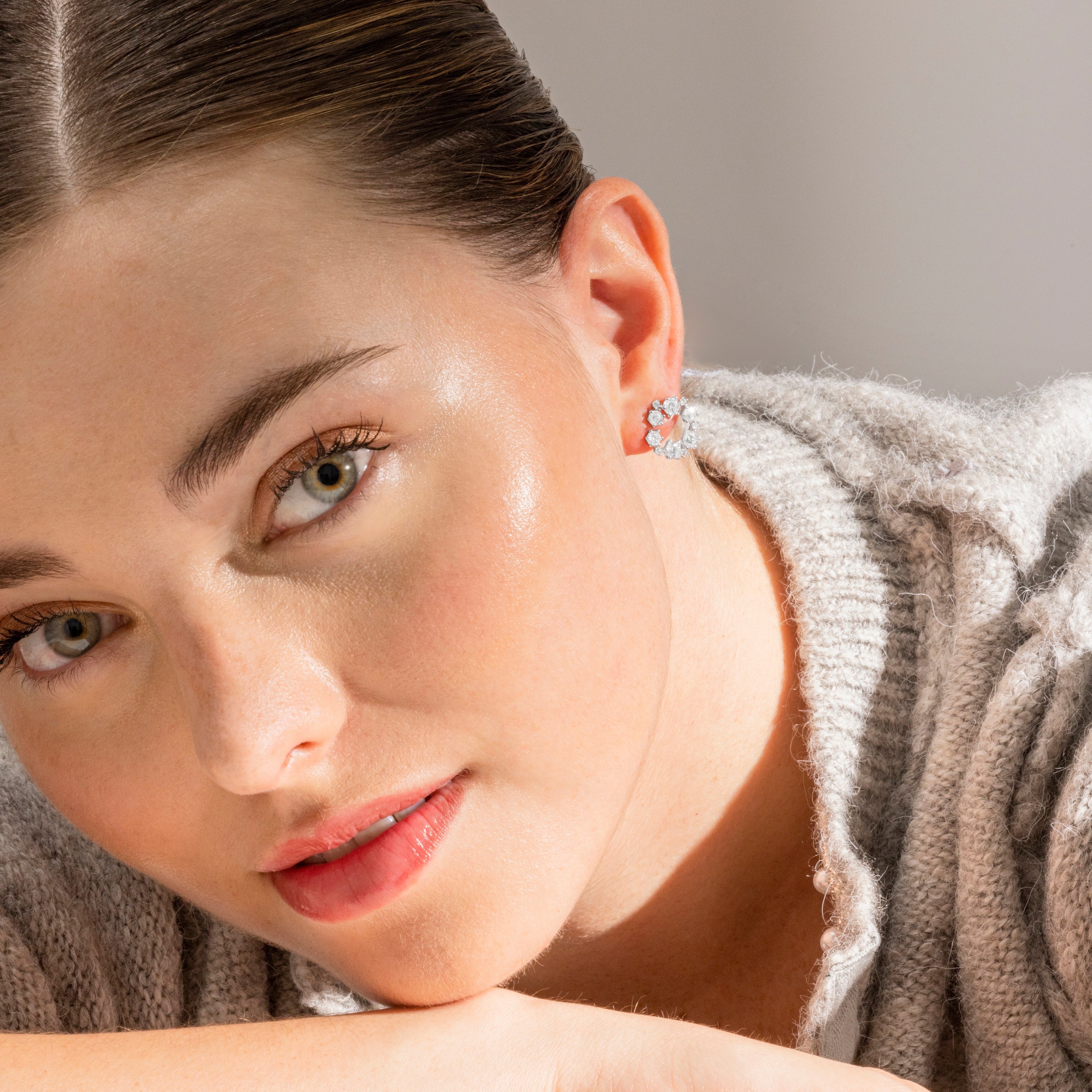 925 Sterling Silver and Brilliant Zirconia Earrings with Rhodium Finish - Feni