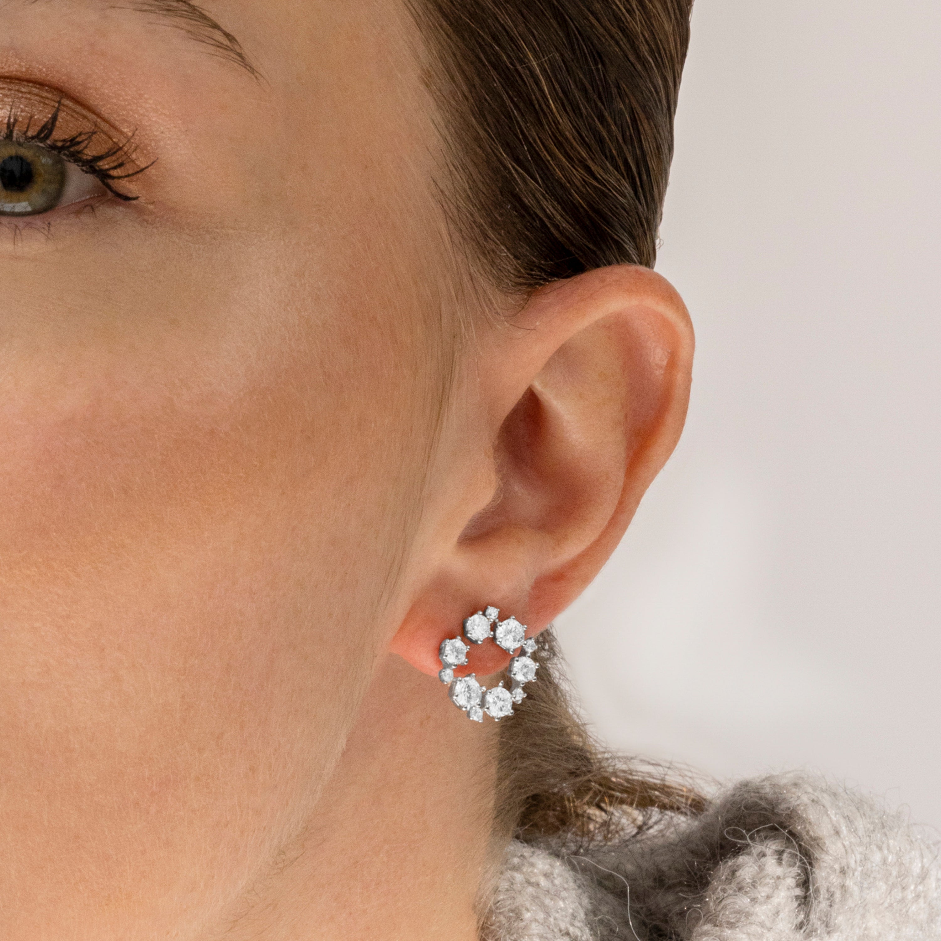 925 Sterling Silver and Brilliant Zirconia Earrings with Rhodium Finish - Feni