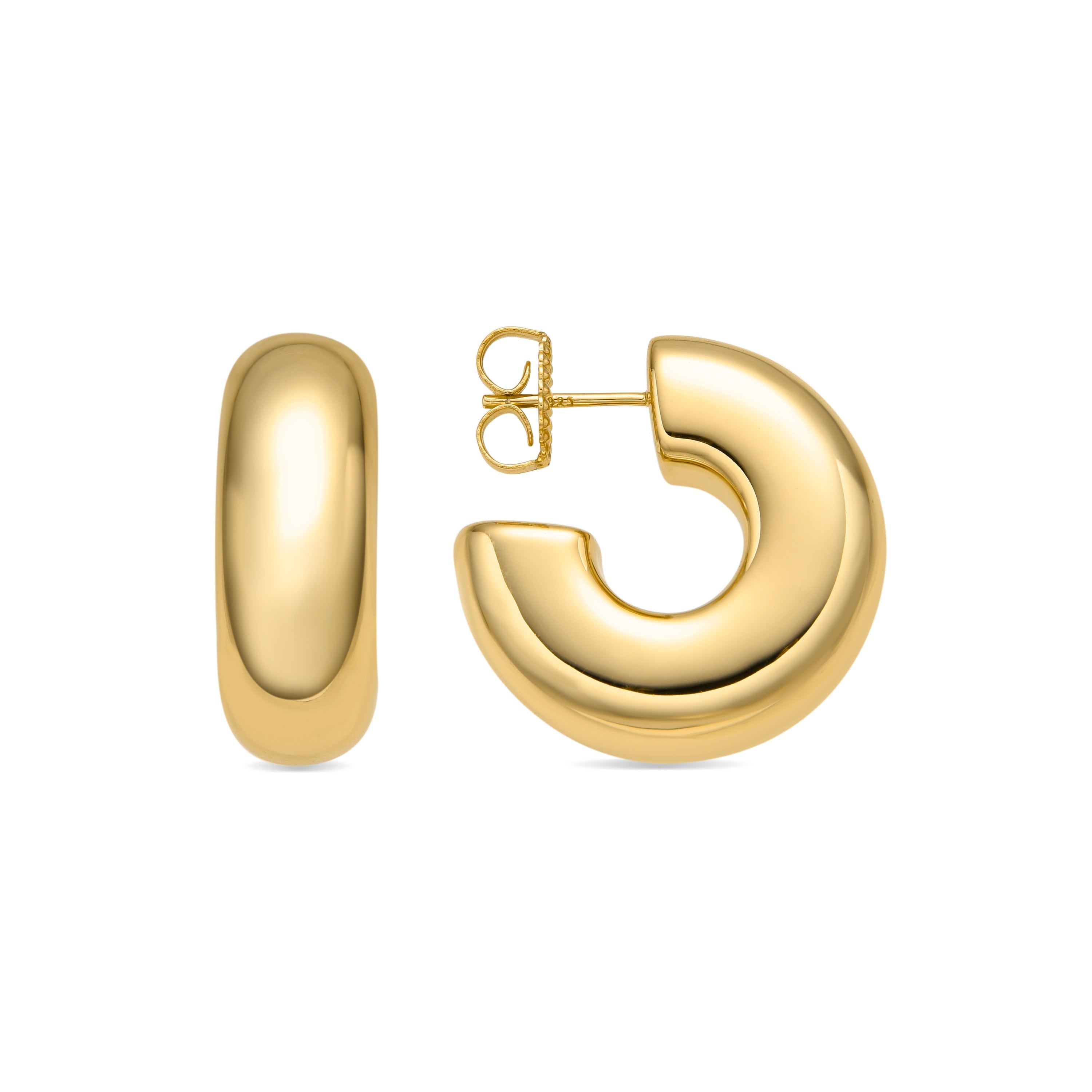925 Sterling Silver and 18k Yellow Gold Finish Earrings - Fike