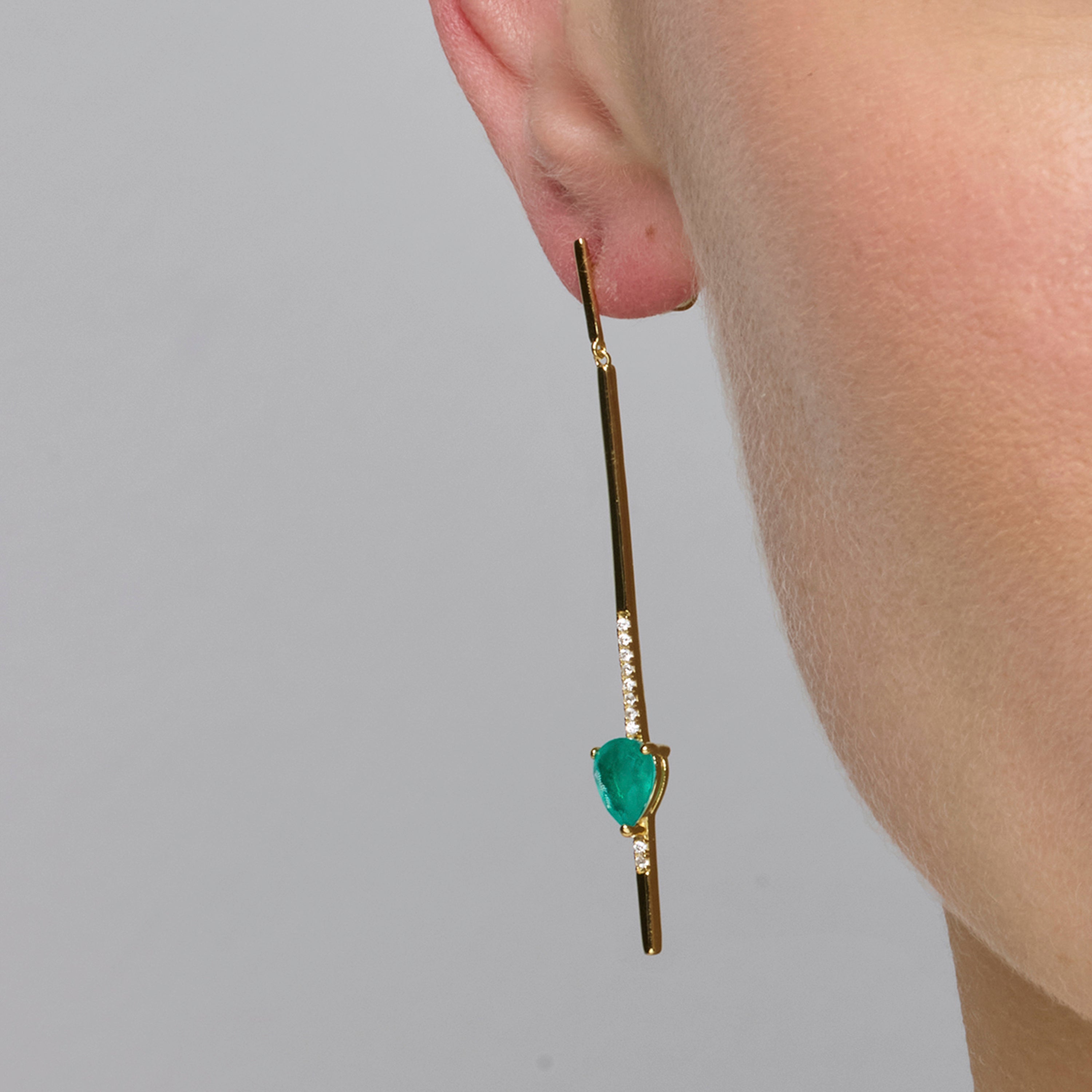 925 Sterling Silver and Paraiba Green Hydrothermal Quartz Earrings in 18k Yellow Gold Finish - Seriel