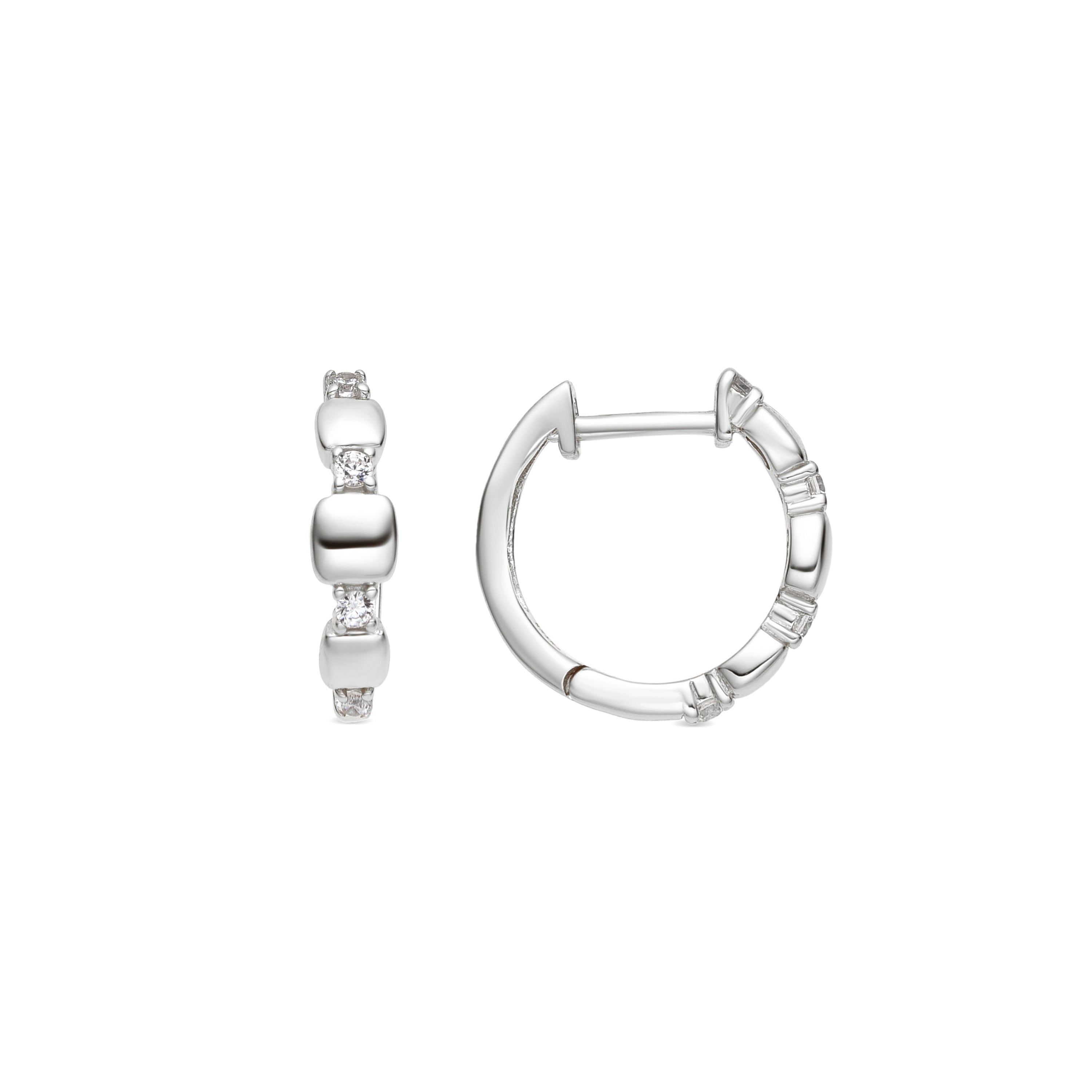 925 Sterling Silver and Brilliant Zirconia Earrings with Rhodium Finish - Sures