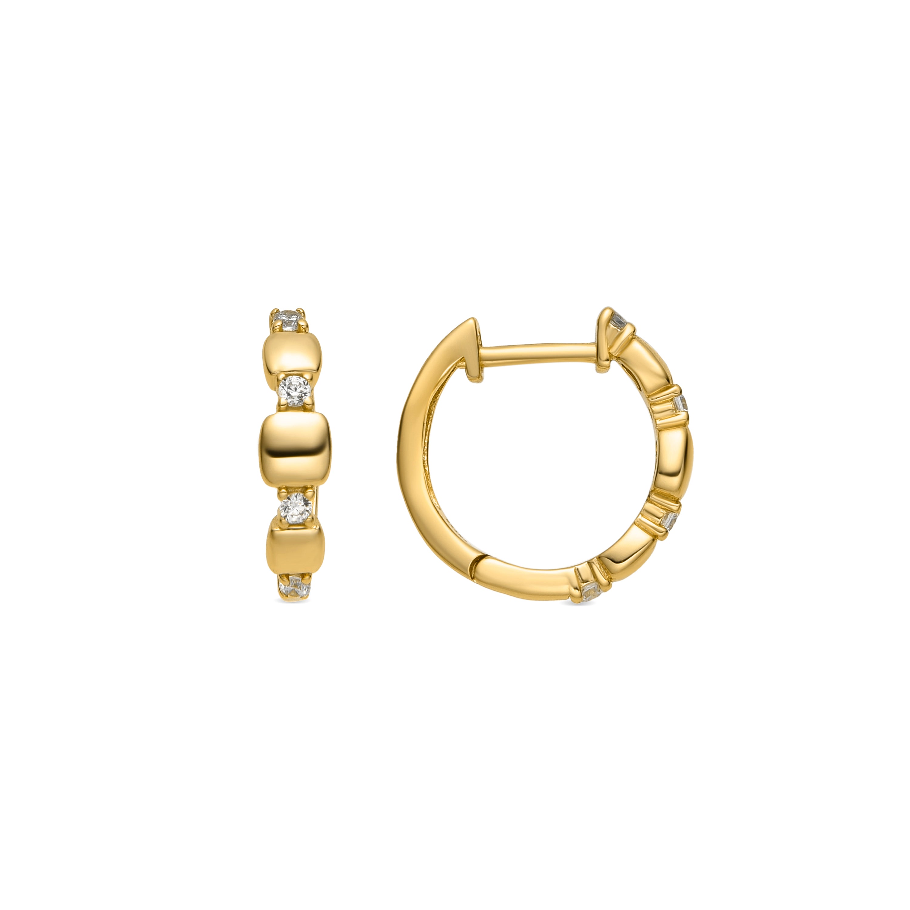 925 Sterling Silver and Brilliant Zirconia Earrings in 18k Yellow Gold Finish - Sures