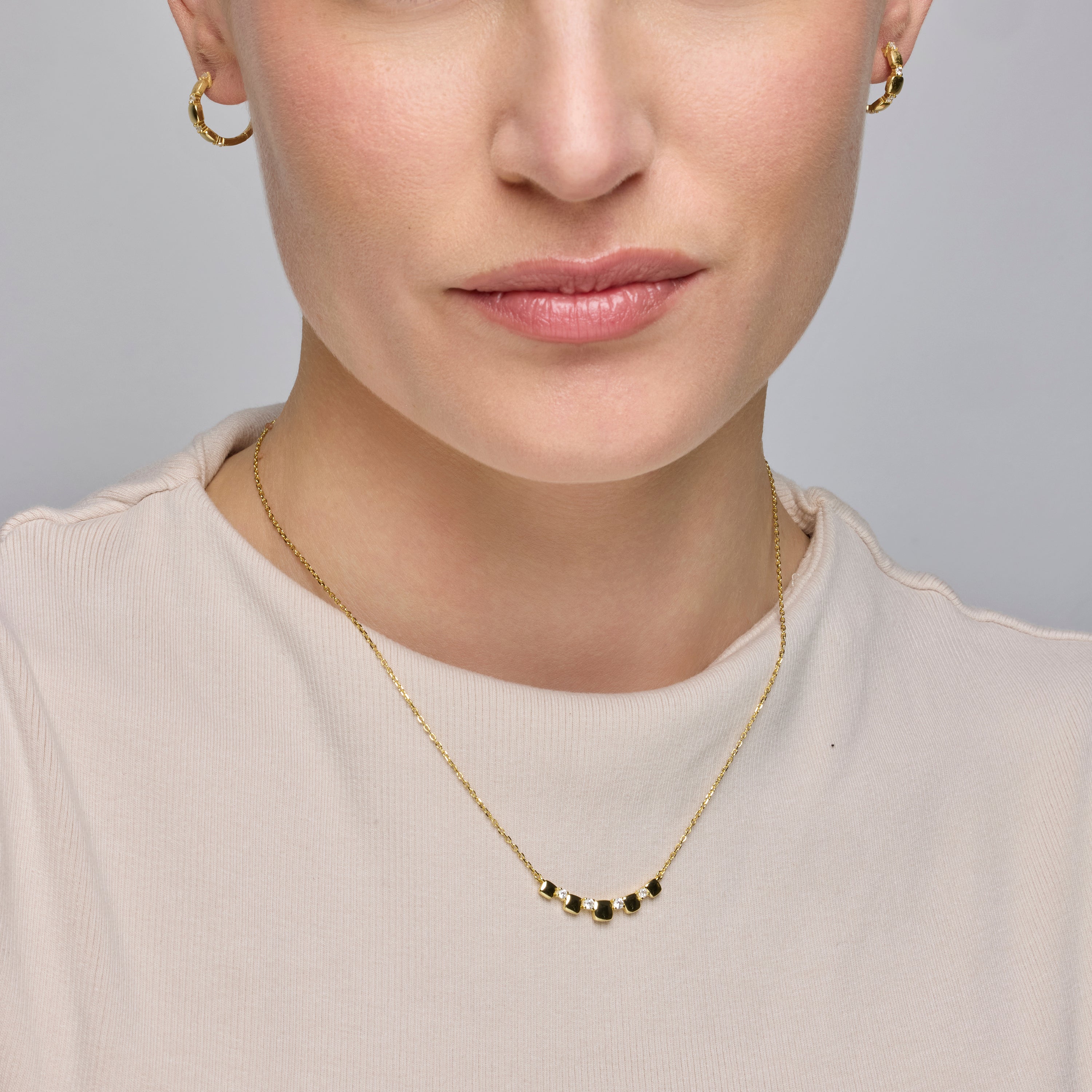 925 Sterling Silver and Brilliant Zirconia Earrings in 18k Yellow Gold Finish - Sures