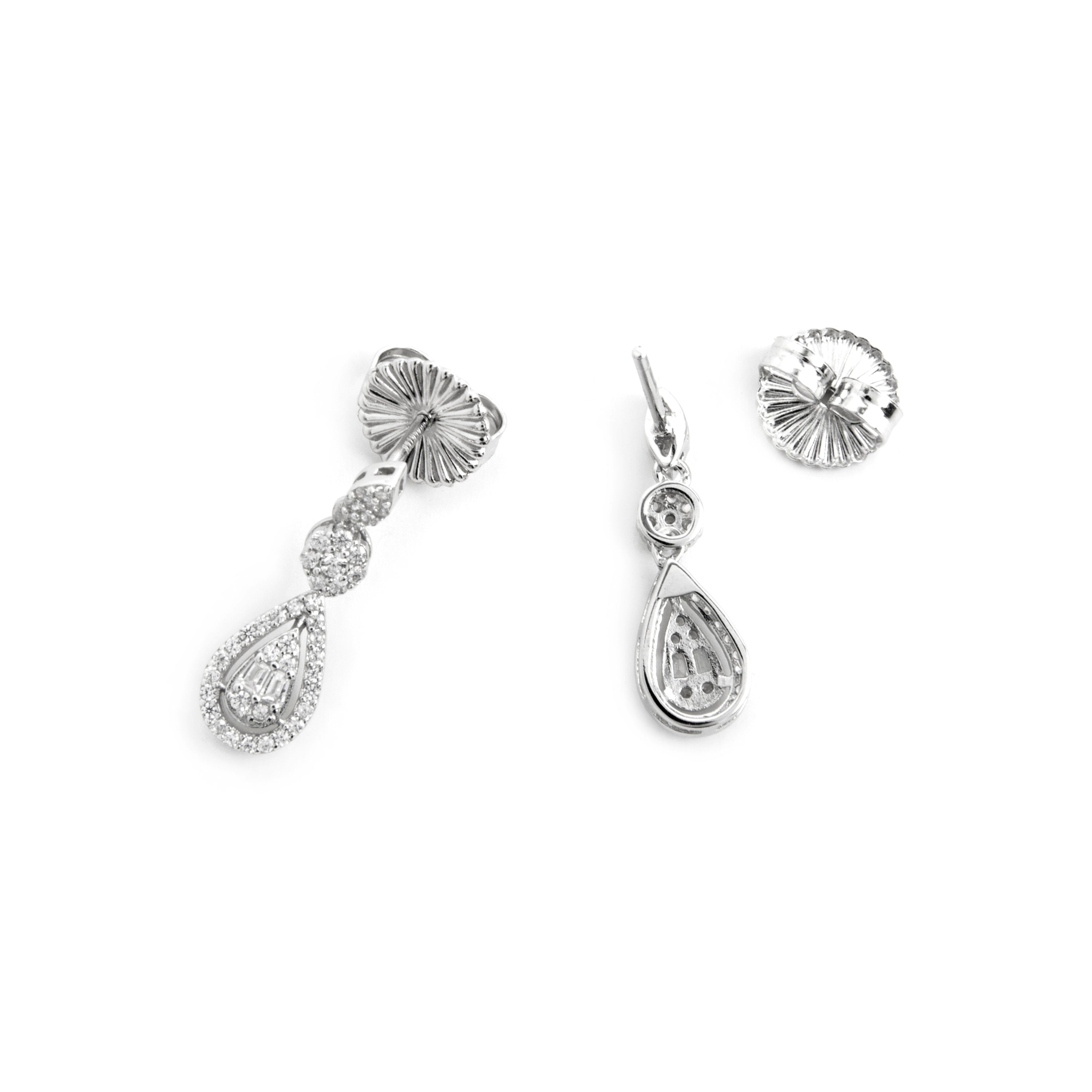 925 Sterling Silver and Brilliant Zirconia Earrings, Rhodium Finish - Balou