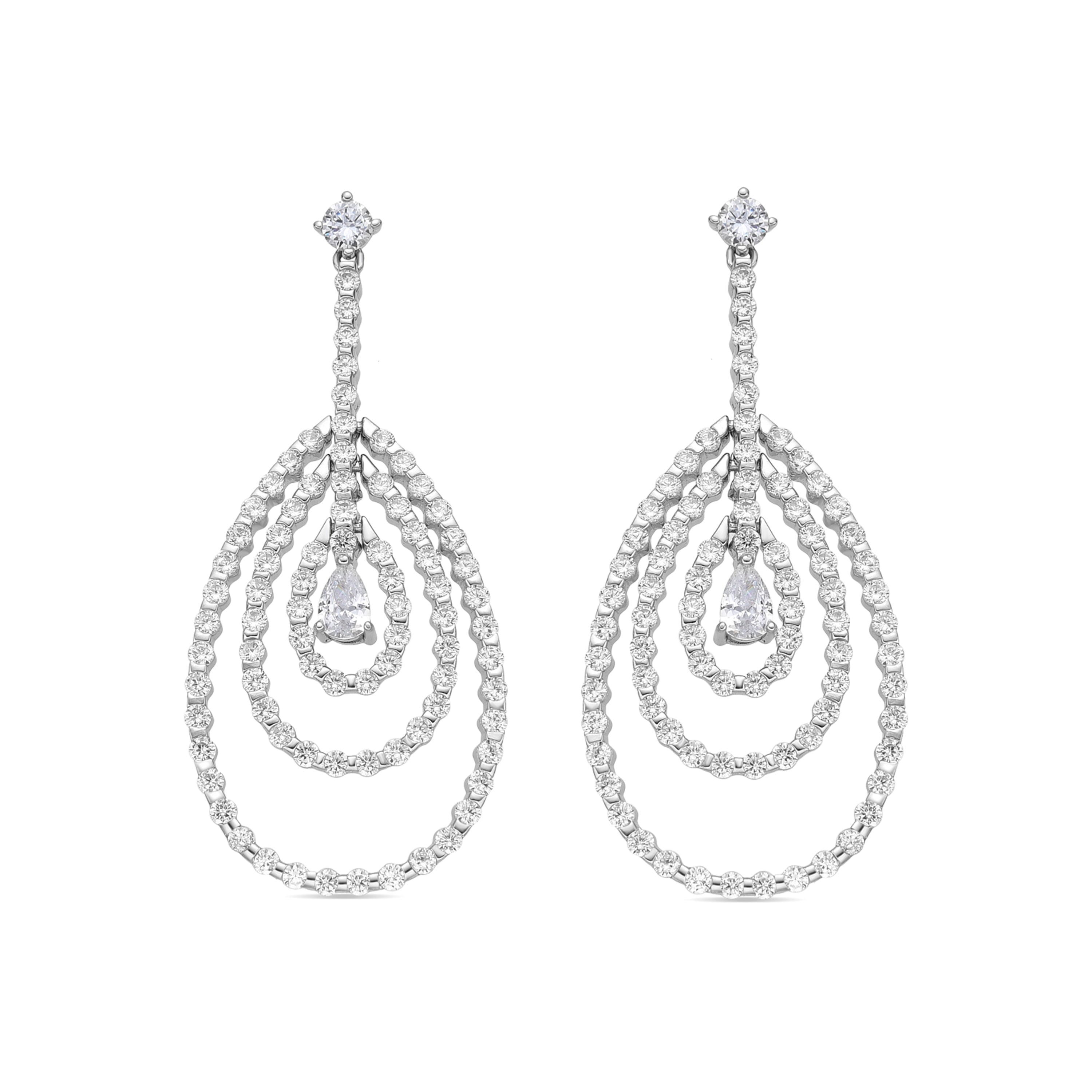 925 Sterling Silver and Brilliant Cubic Zirconia Rhodium-Plated Earrings - Thidal