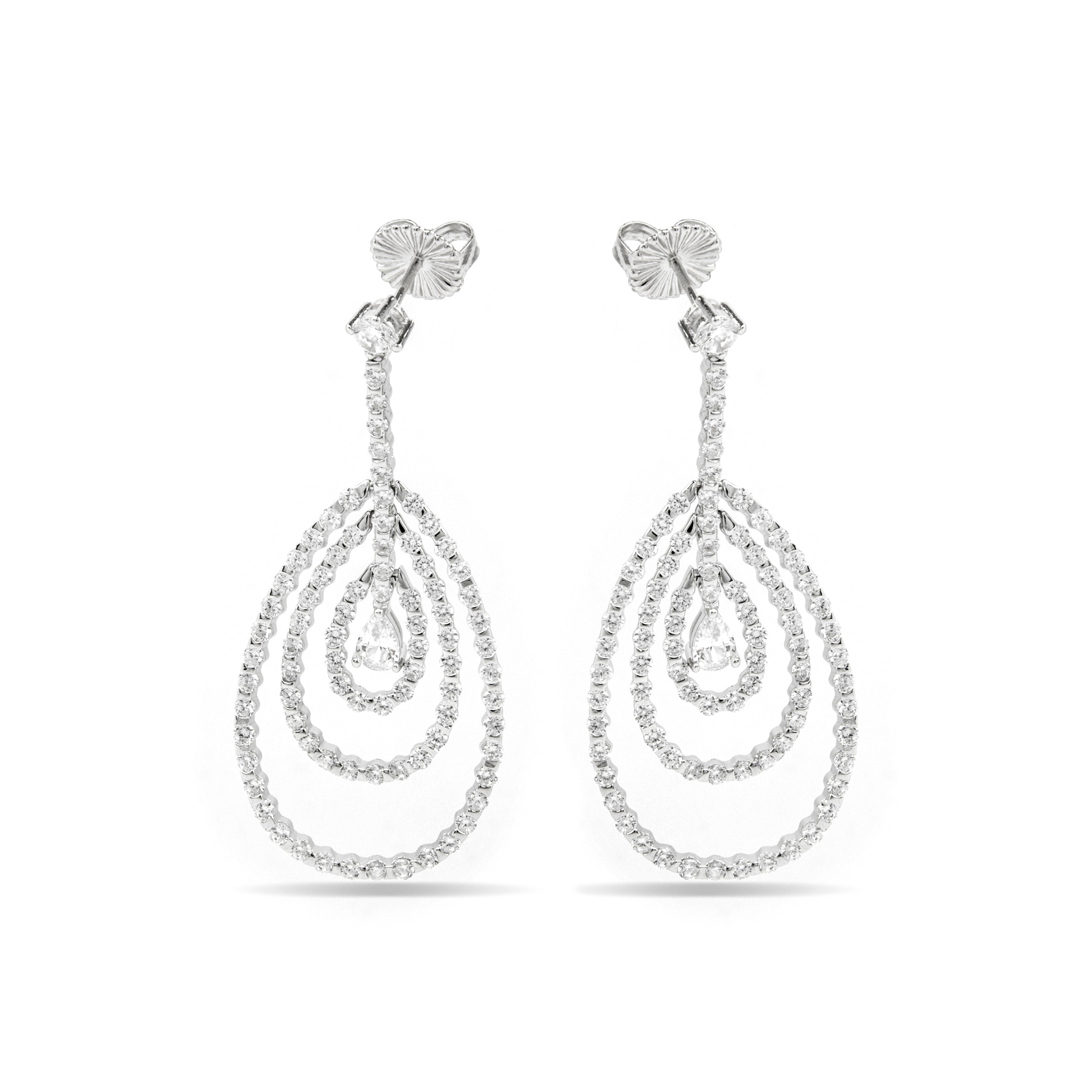 925 Sterling Silver and Brilliant Cubic Zirconia Rhodium-Plated Earrings - Thidal