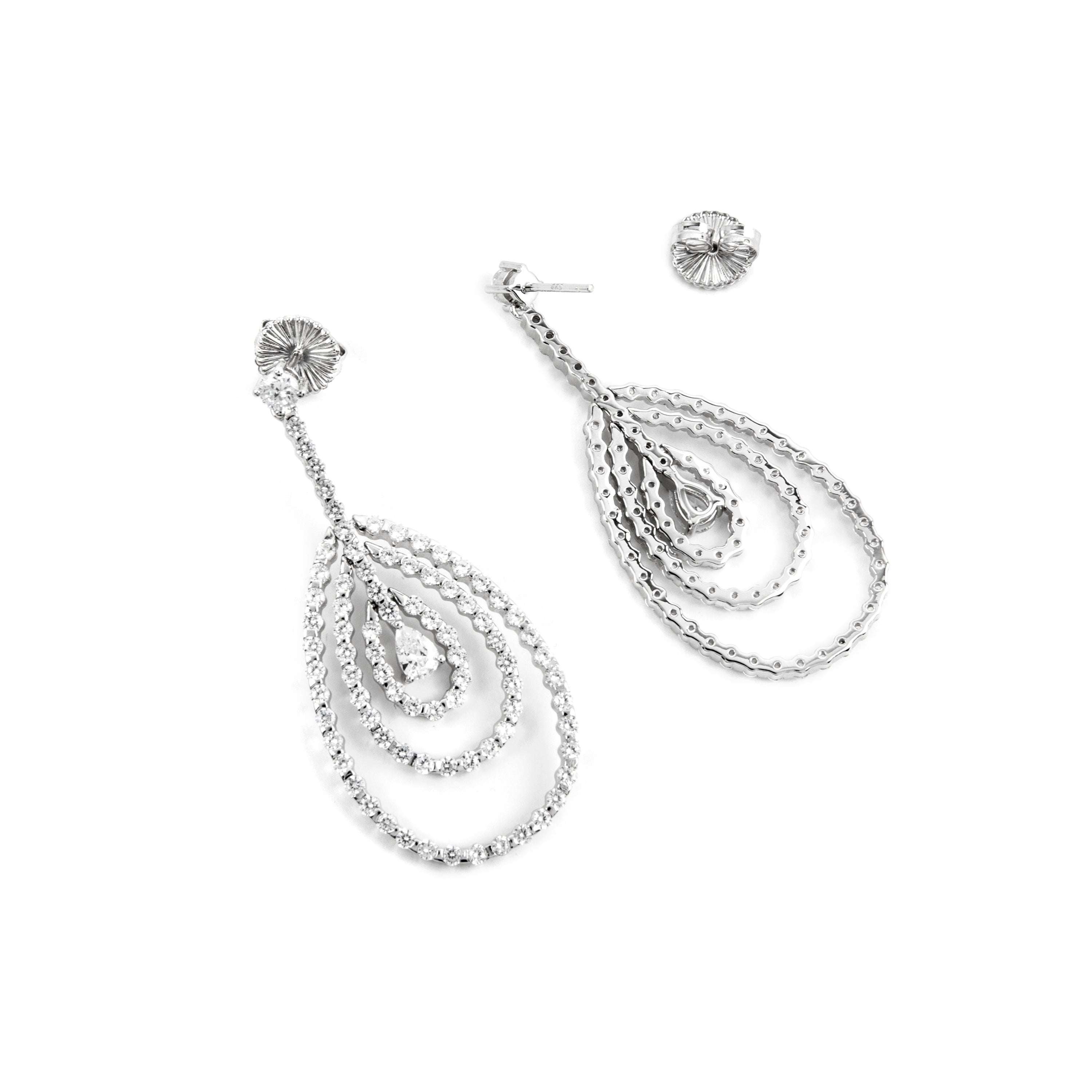 925 Sterling Silver and Brilliant Cubic Zirconia Rhodium-Plated Earrings - Thidal