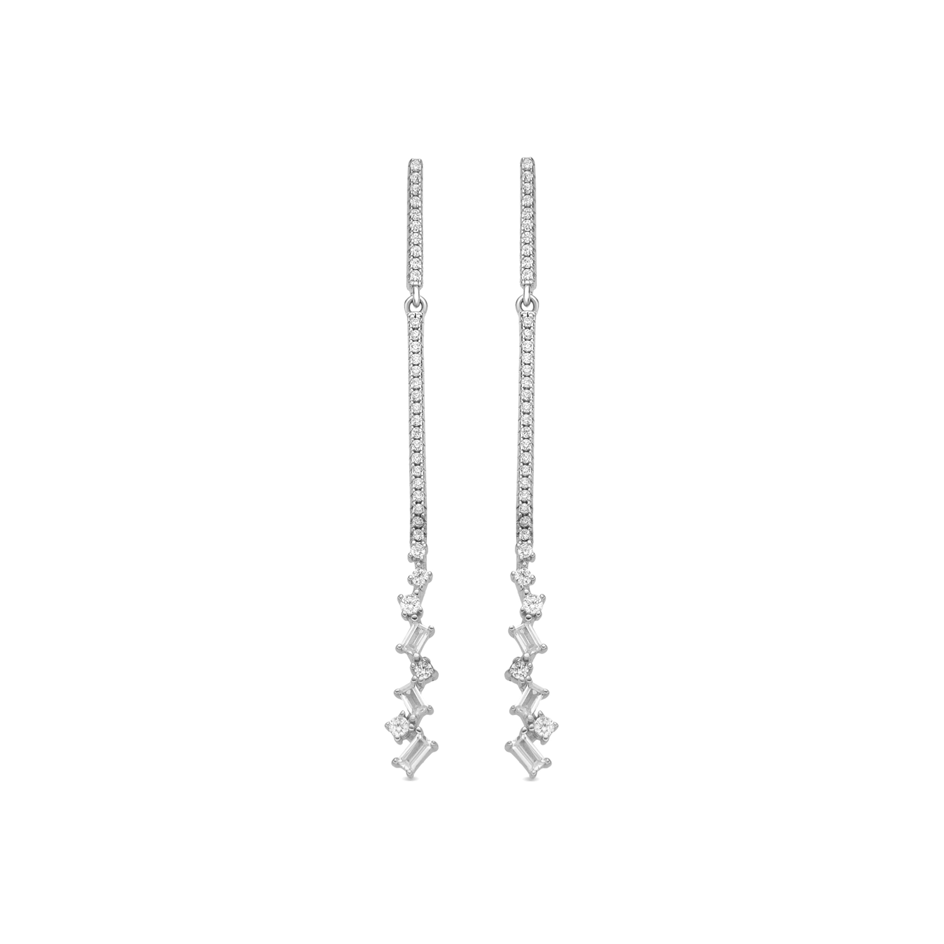 925 Sterling Silver and Brilliant Zirconia Rhodium Plated Earrings - Zener