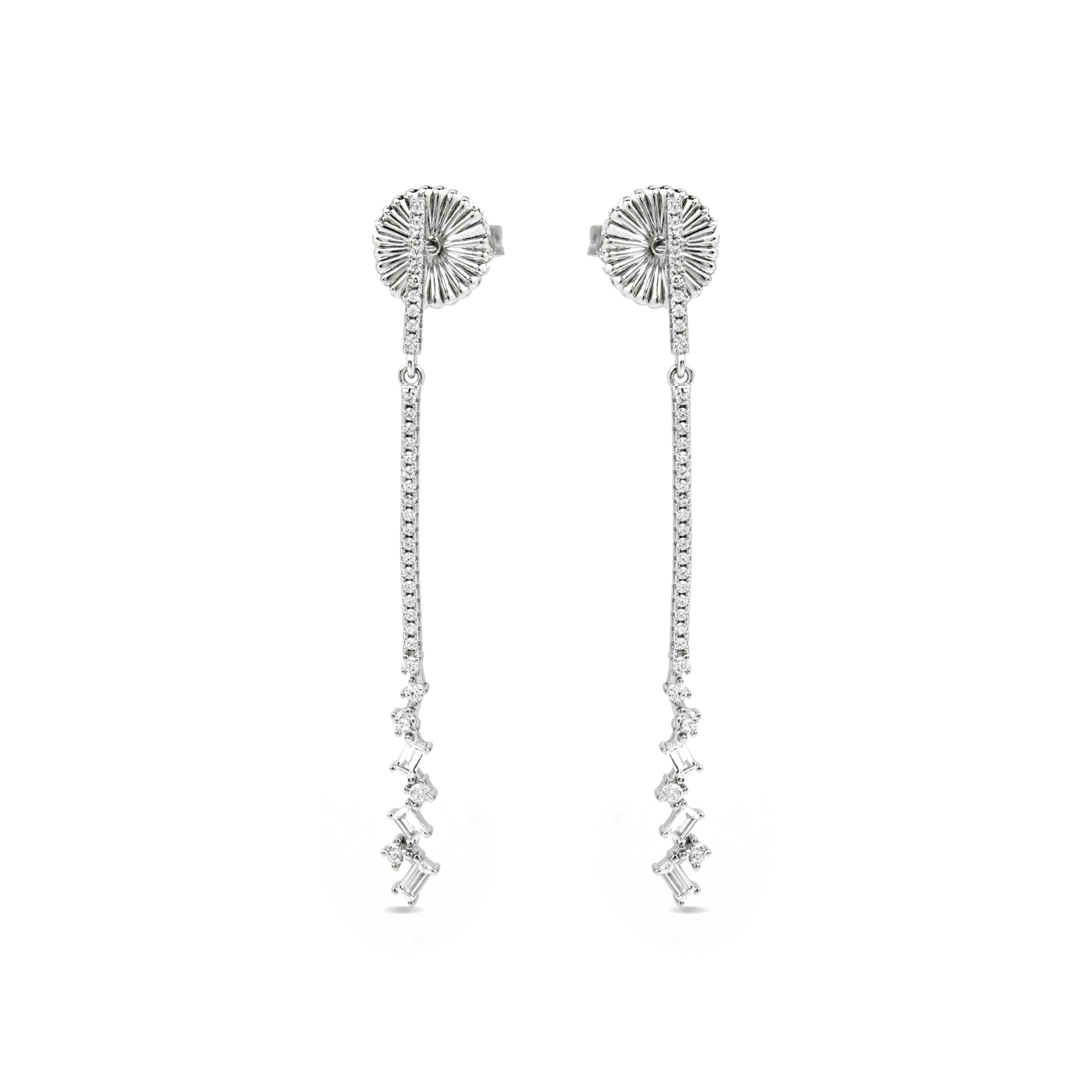 925 Sterling Silver and Brilliant Zirconia Rhodium Plated Earrings - Zener