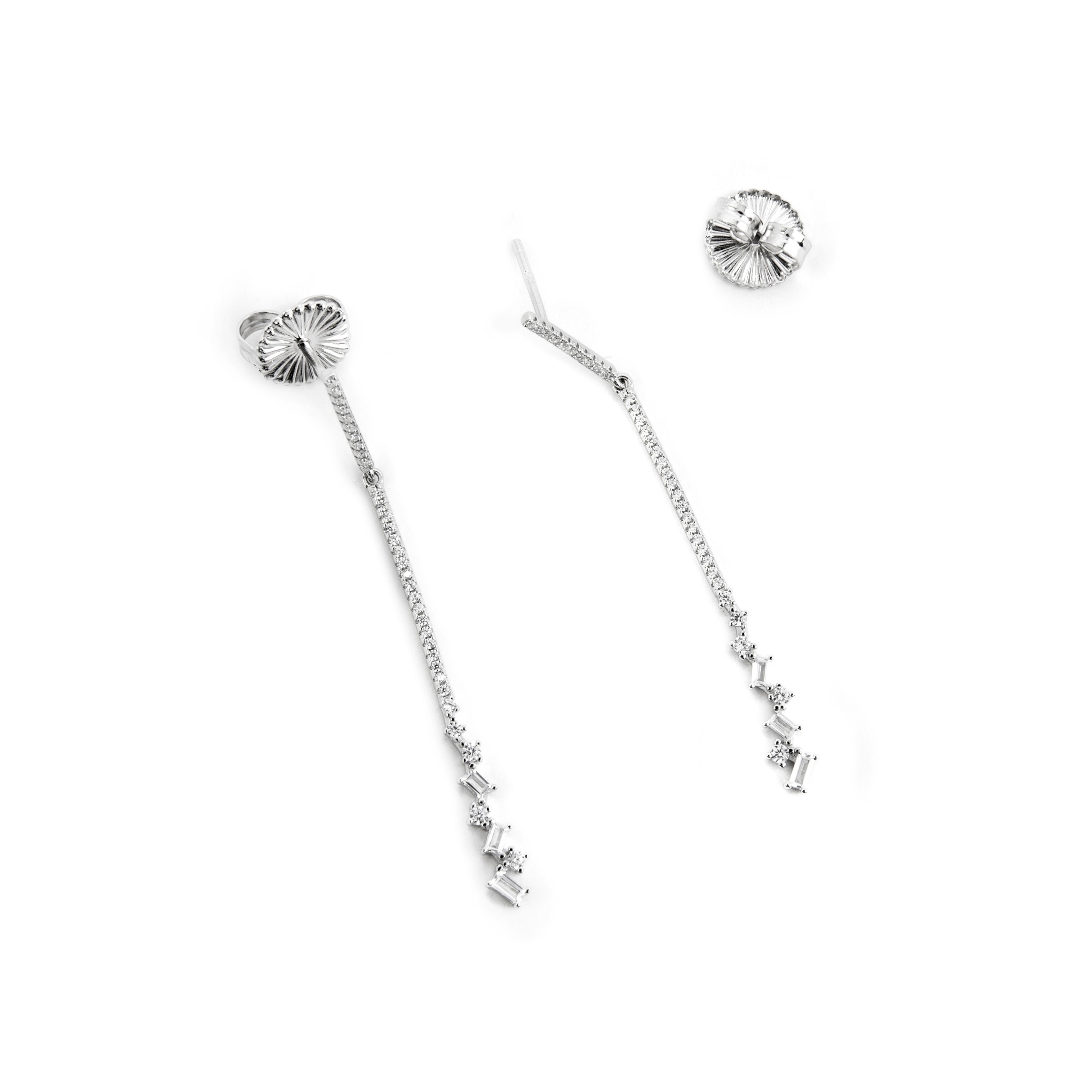 925 Sterling Silver and Brilliant Zirconia Rhodium Plated Earrings - Zener