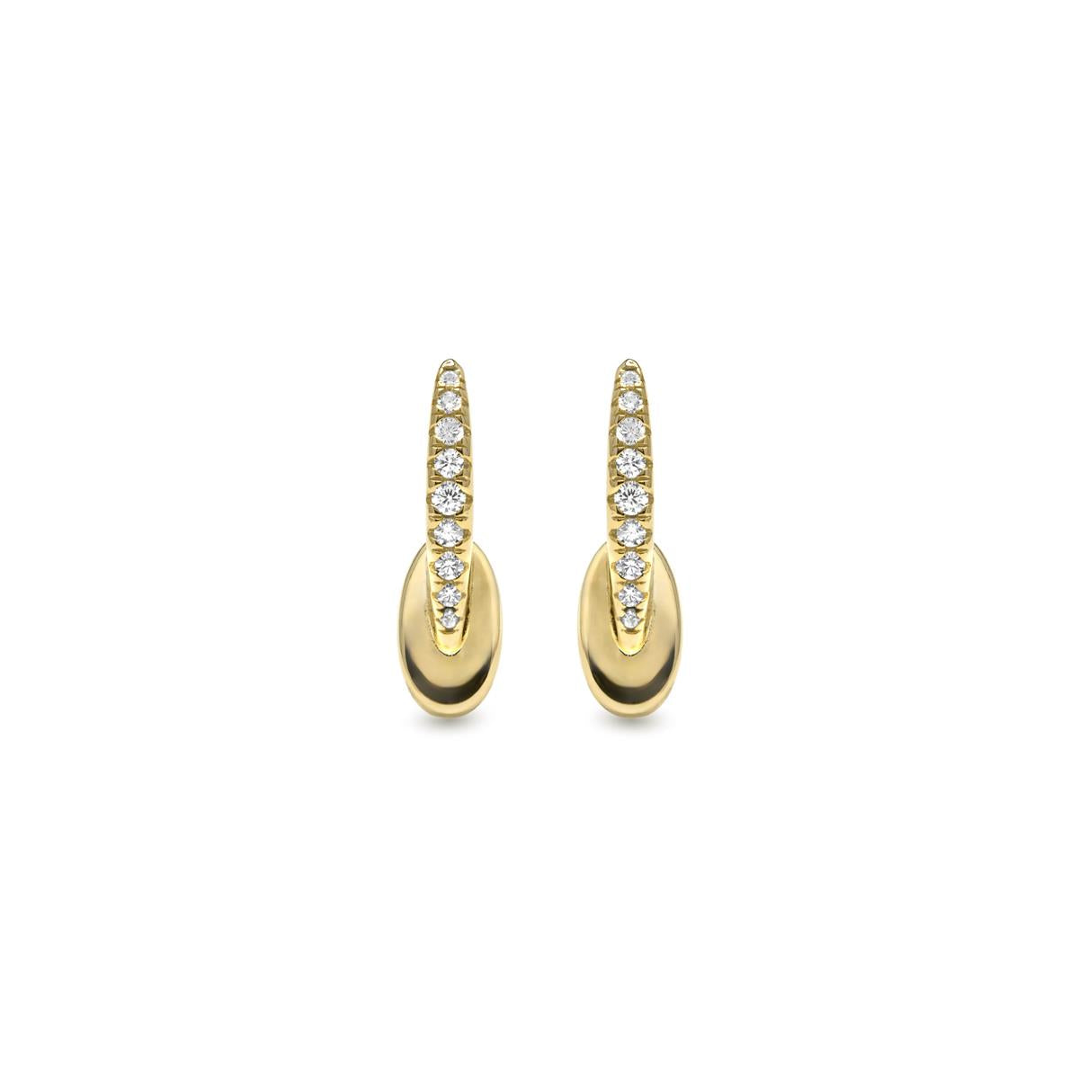925 Sterling Silver and Brilliant Zirconia 18k Yellow Gold Plated Earrings - Riusva