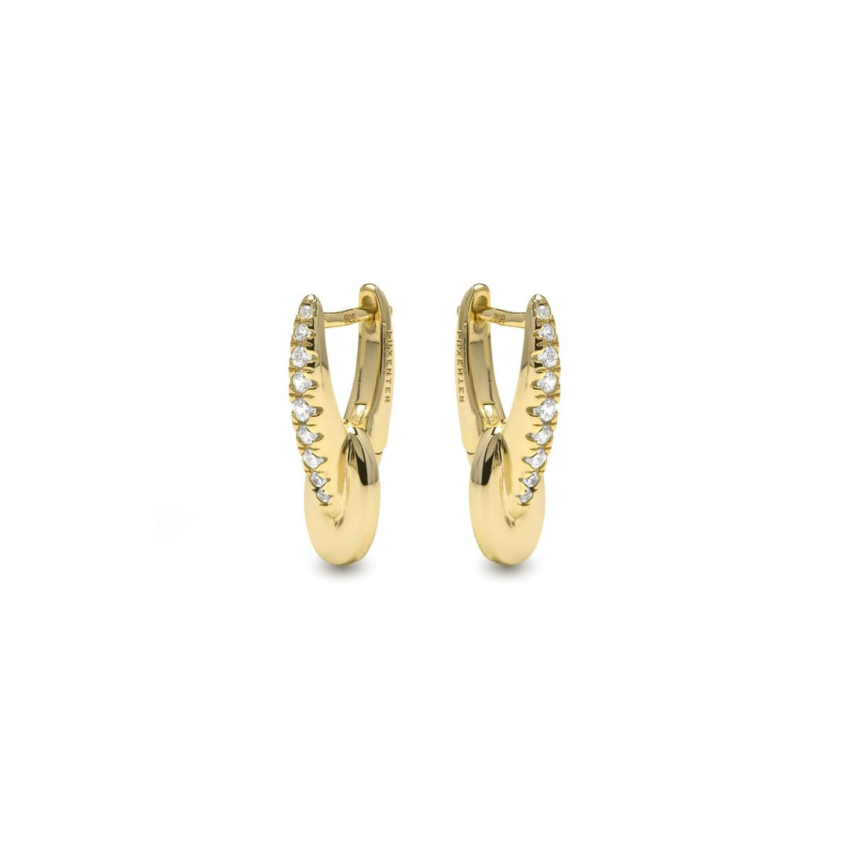 925 Sterling Silver and Brilliant Zirconia 18k Yellow Gold Plated Earrings - Riusva