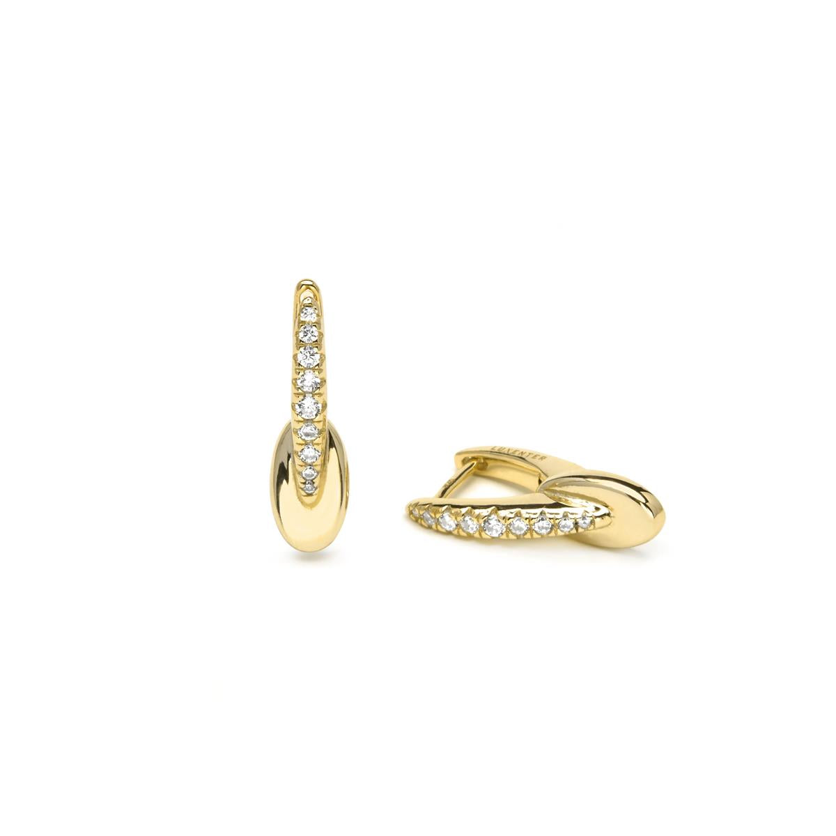 925 Sterling Silver and Brilliant Zirconia 18k Yellow Gold Plated Earrings - Riusva
