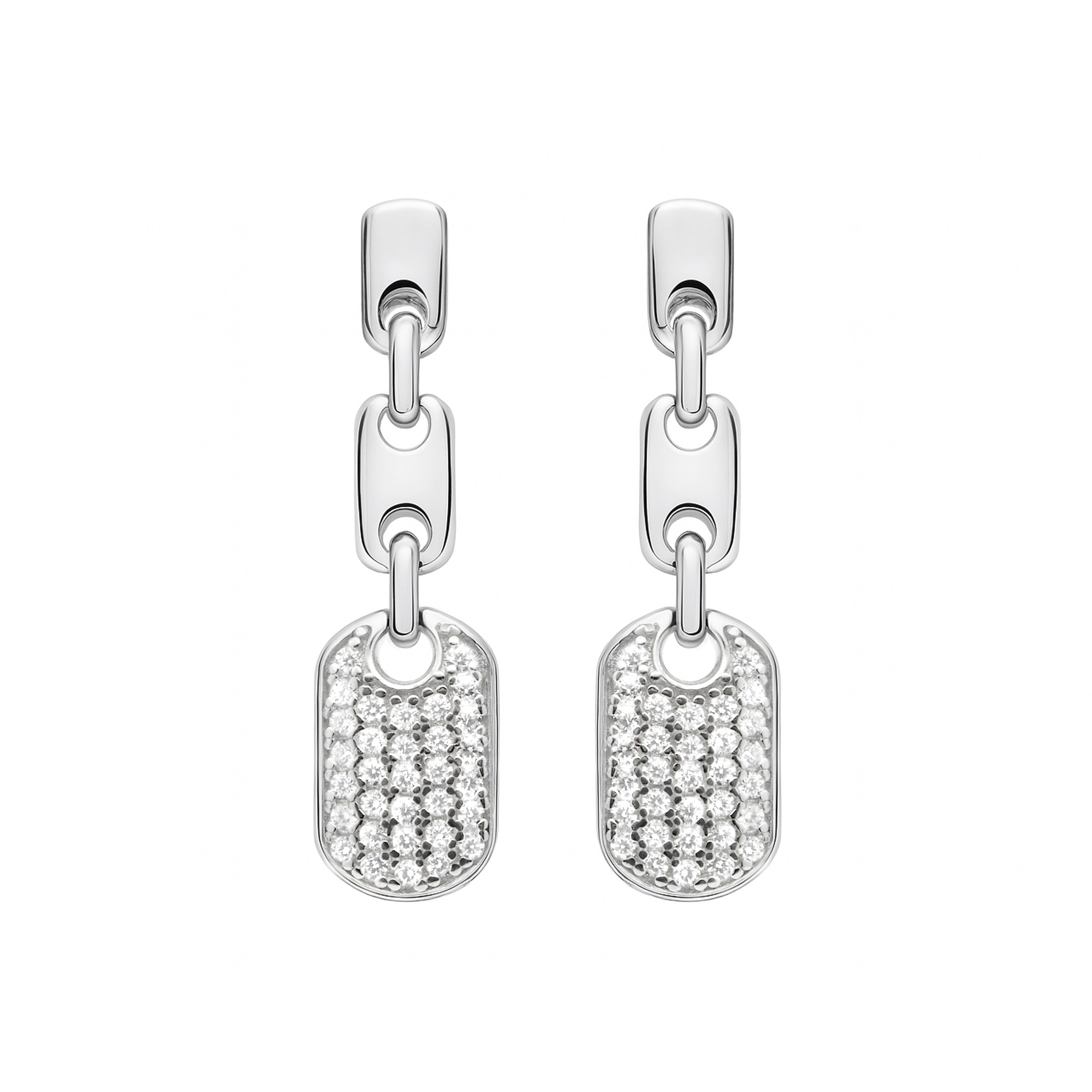 925 Sterling Silver and Brilliant Zirconia Rhodium-Plated Earrings - Loley