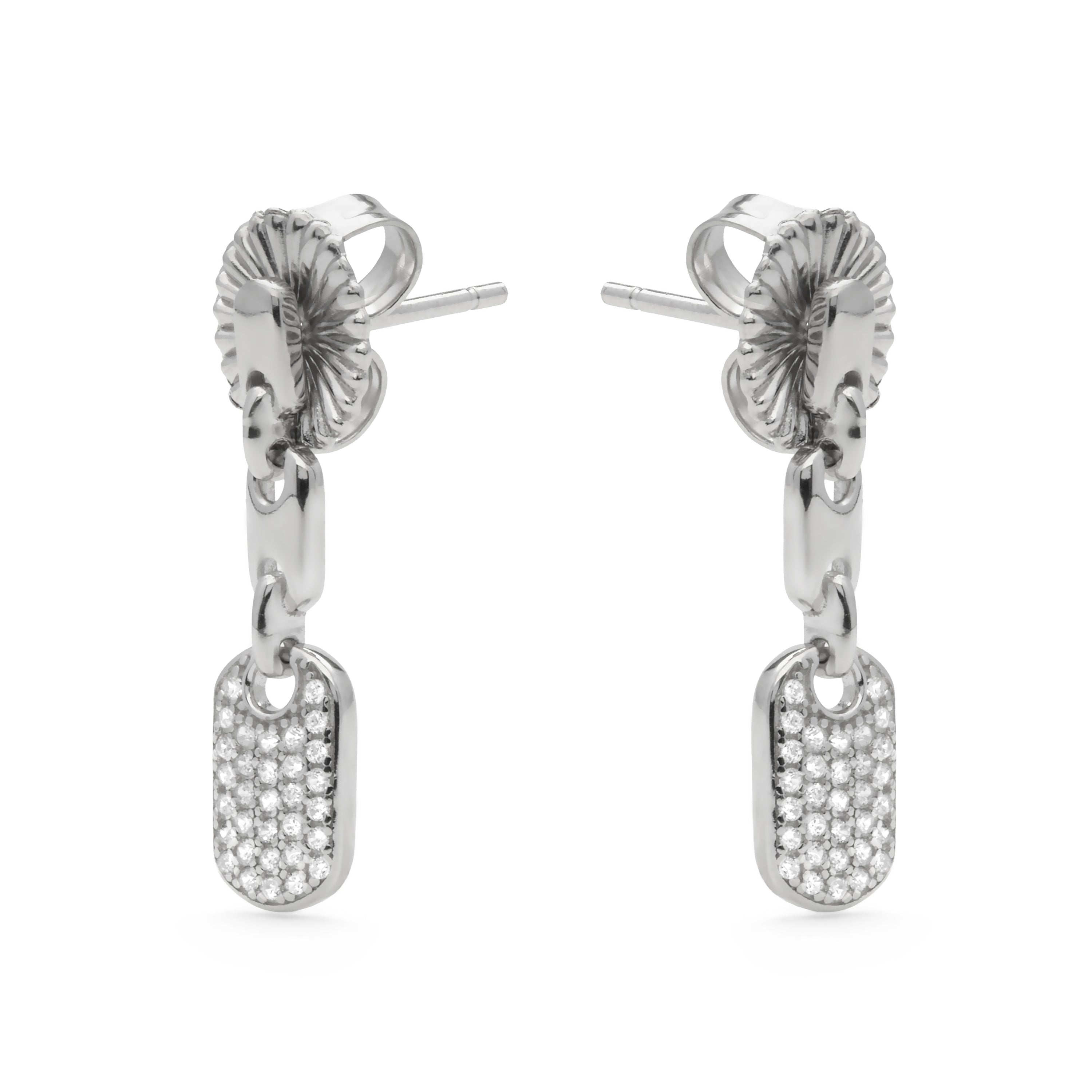 925 Sterling Silver and Brilliant Zirconia Rhodium-Plated Earrings - Loley