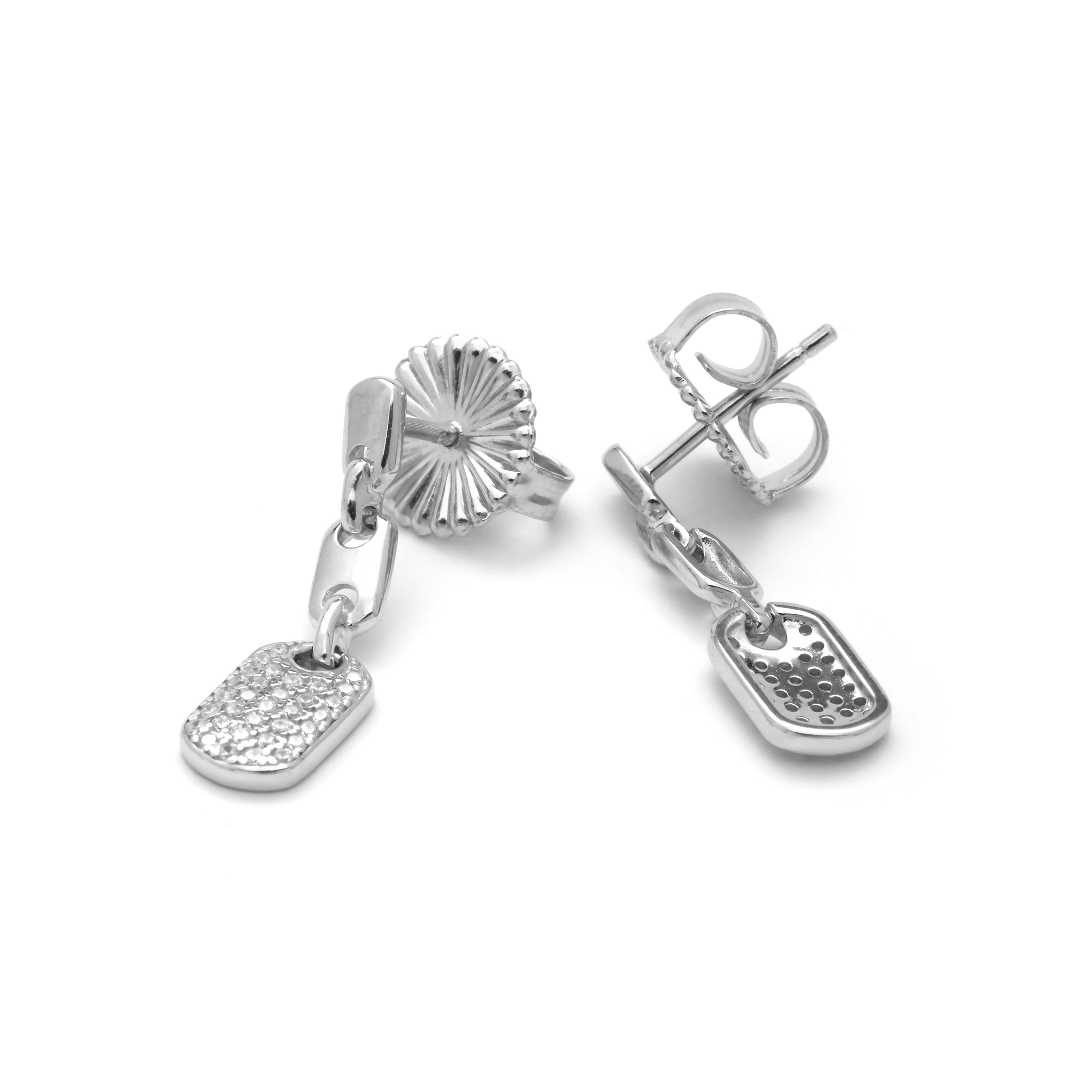 925 Sterling Silver and Brilliant Zirconia Rhodium-Plated Earrings - Loley