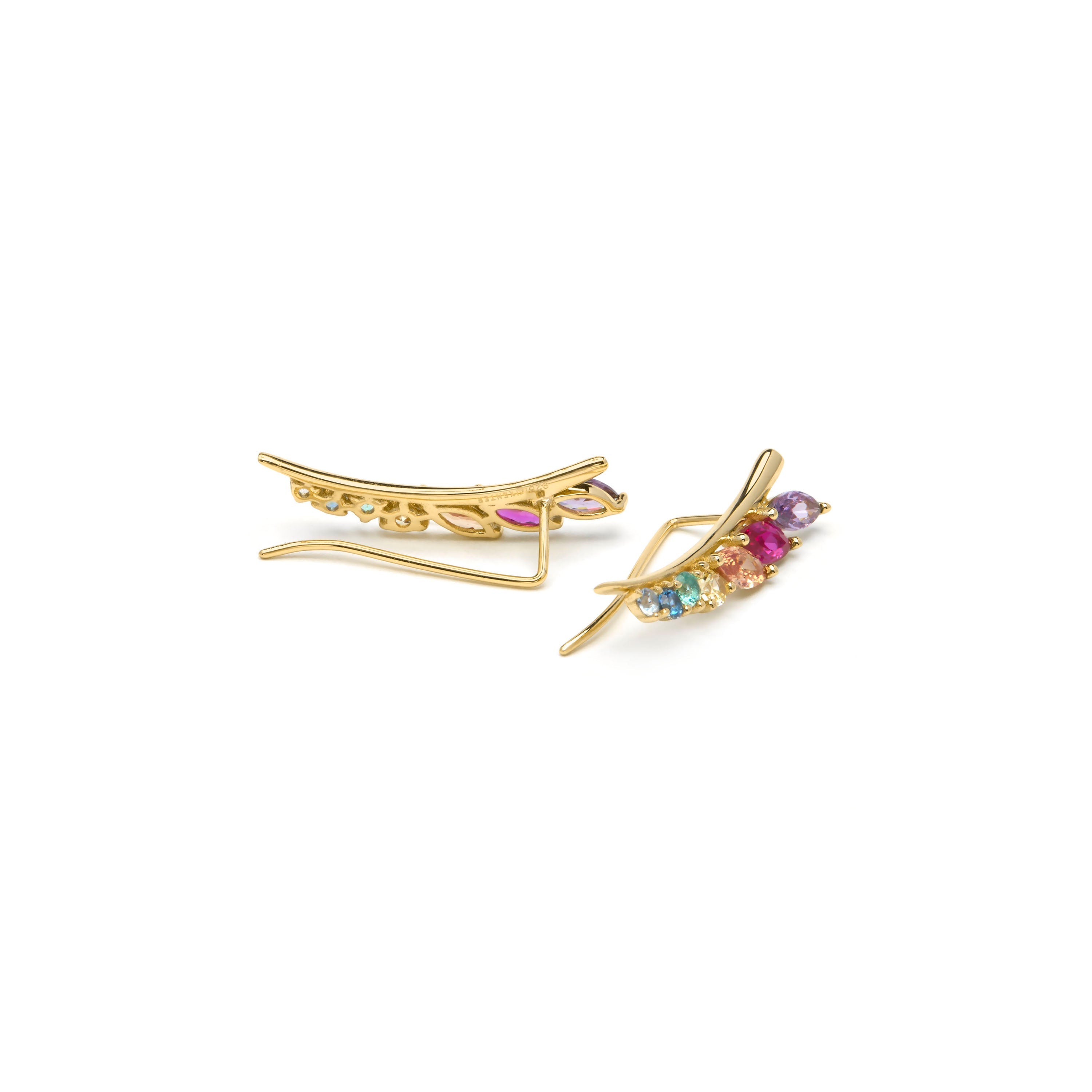 925 Sterling Silver Multicolor Zirconia 18k Yellow Gold Plated Earrings - Nikon