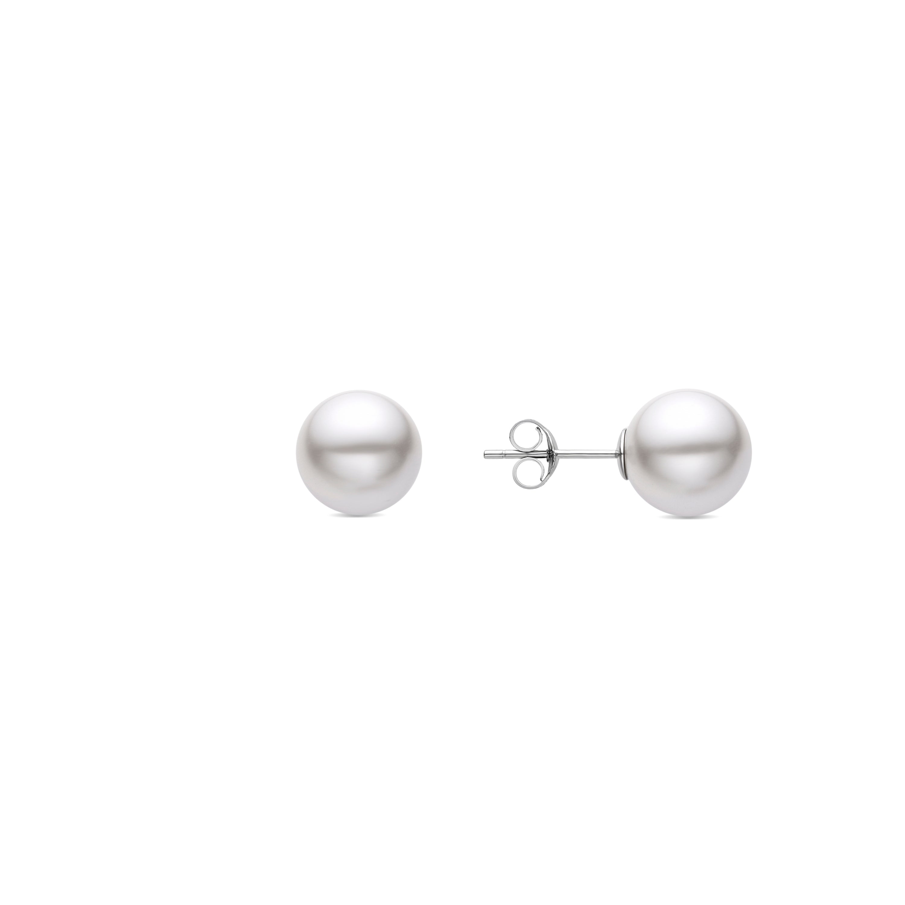 925 Sterling Silver Earrings with White Pearl, Rhodium Finish - Mayhi