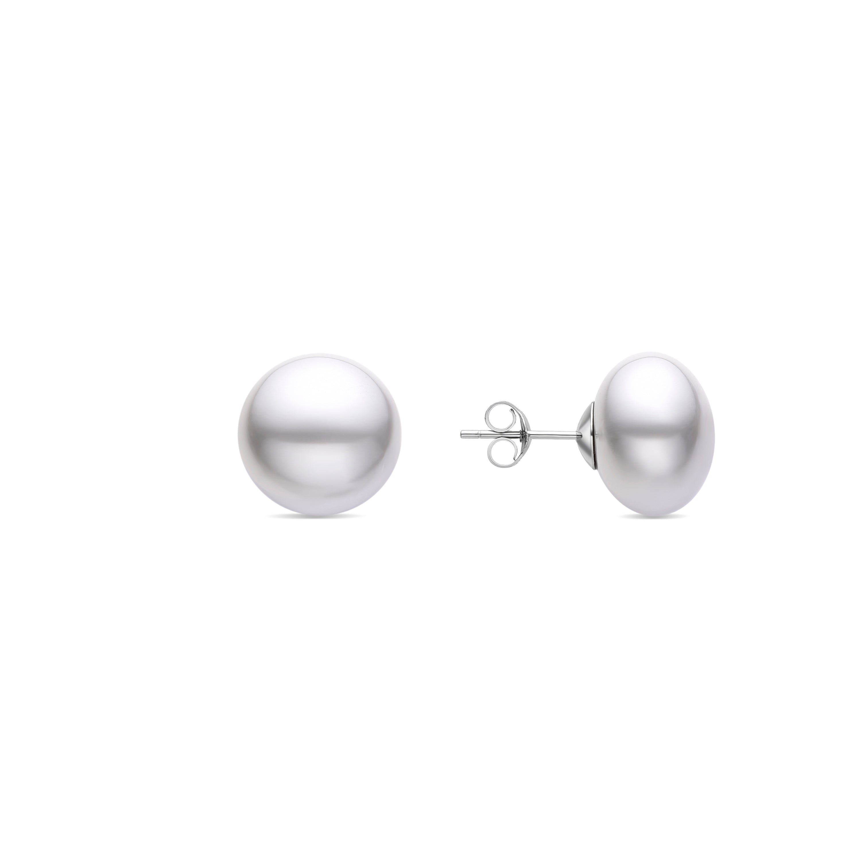 925 Sterling Silver Earrings with White Pearl, Rhodium Finish - Nandi