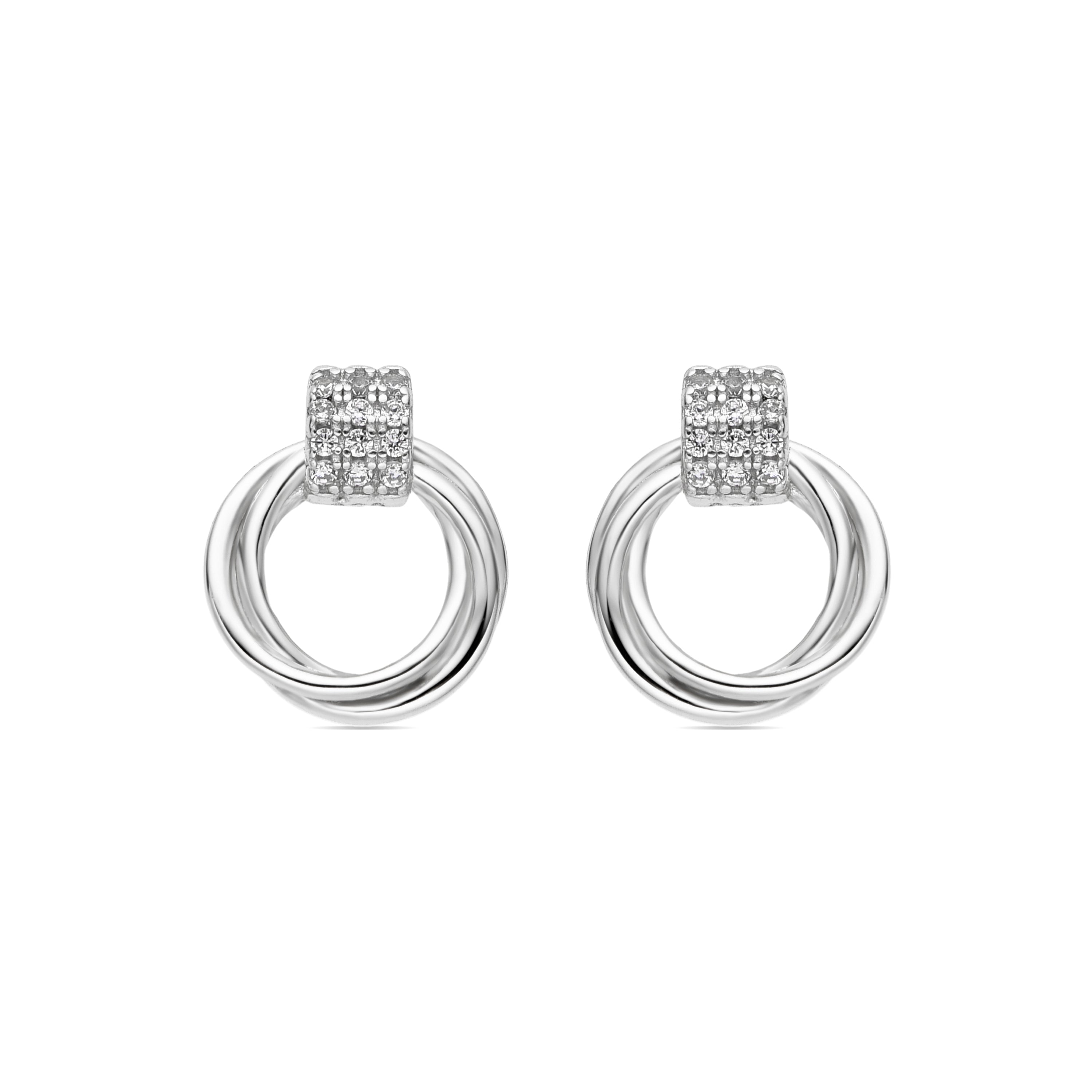925 Sterling Silver and Brilliant Zirconia Earrings with Rhodium Finish - Ukyo