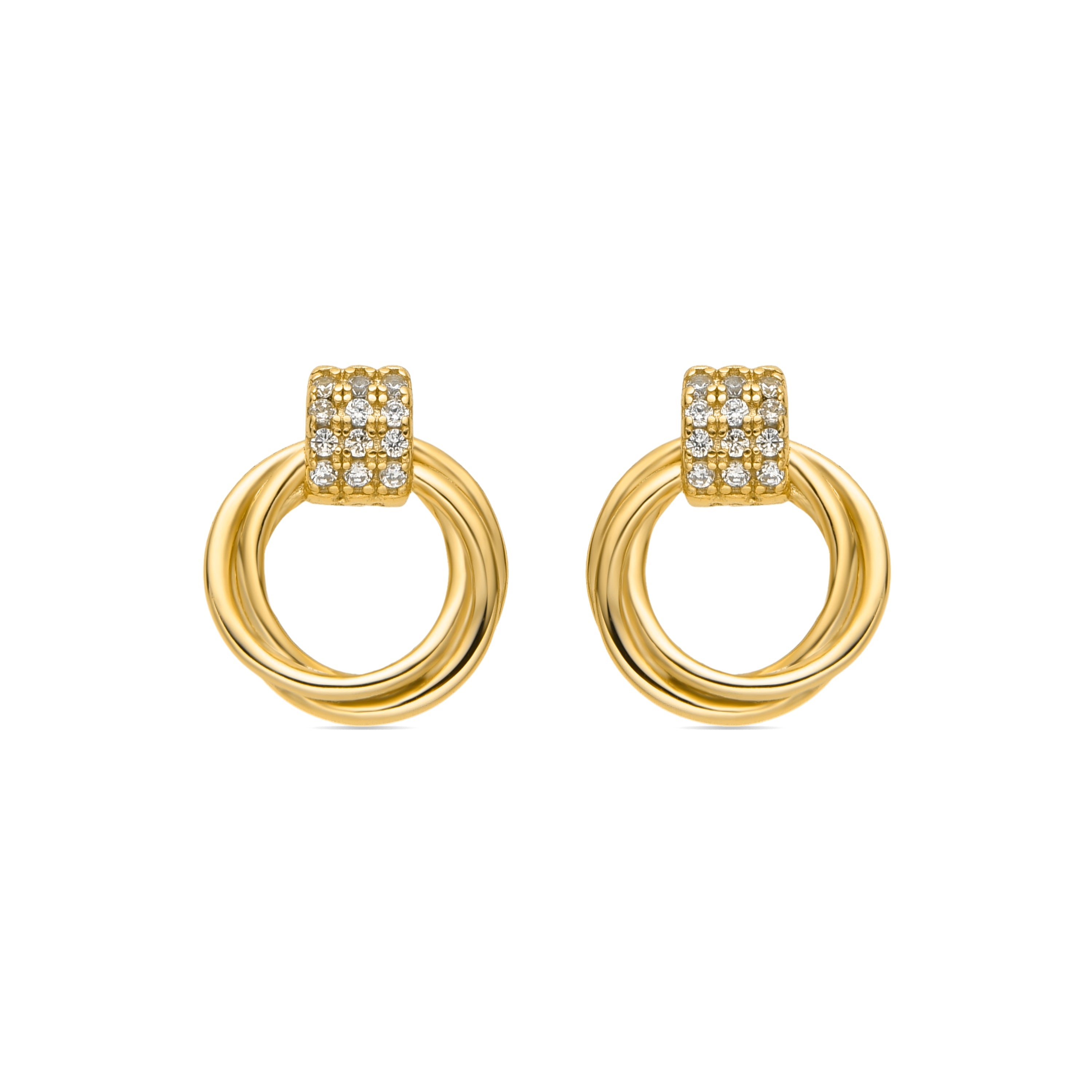 925 Sterling Silver and Brilliant Zirconia Earrings with 18k Gold Finish - Ukyo