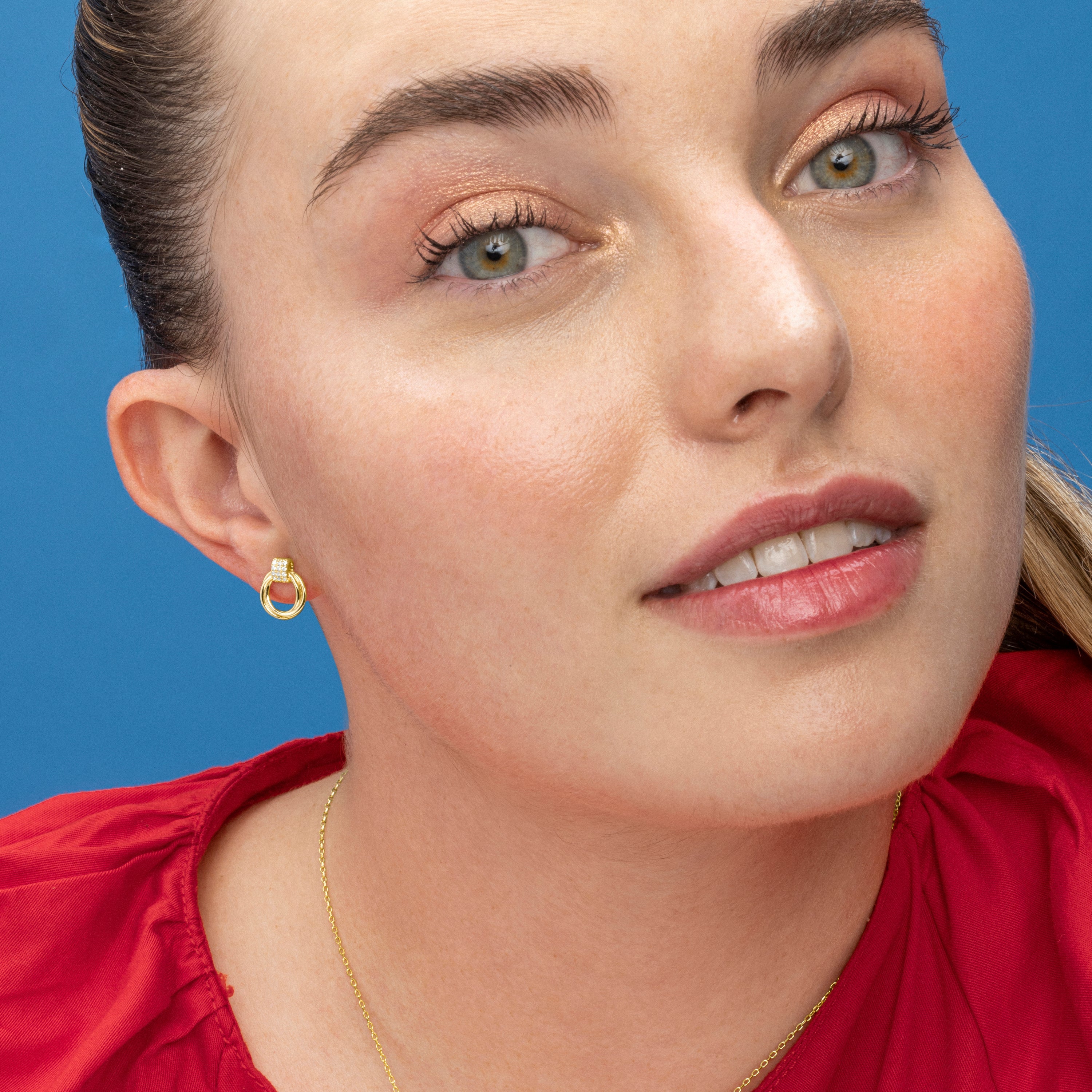 925 Sterling Silver and Brilliant Zirconia Earrings with 18k Gold Finish - Ukyo