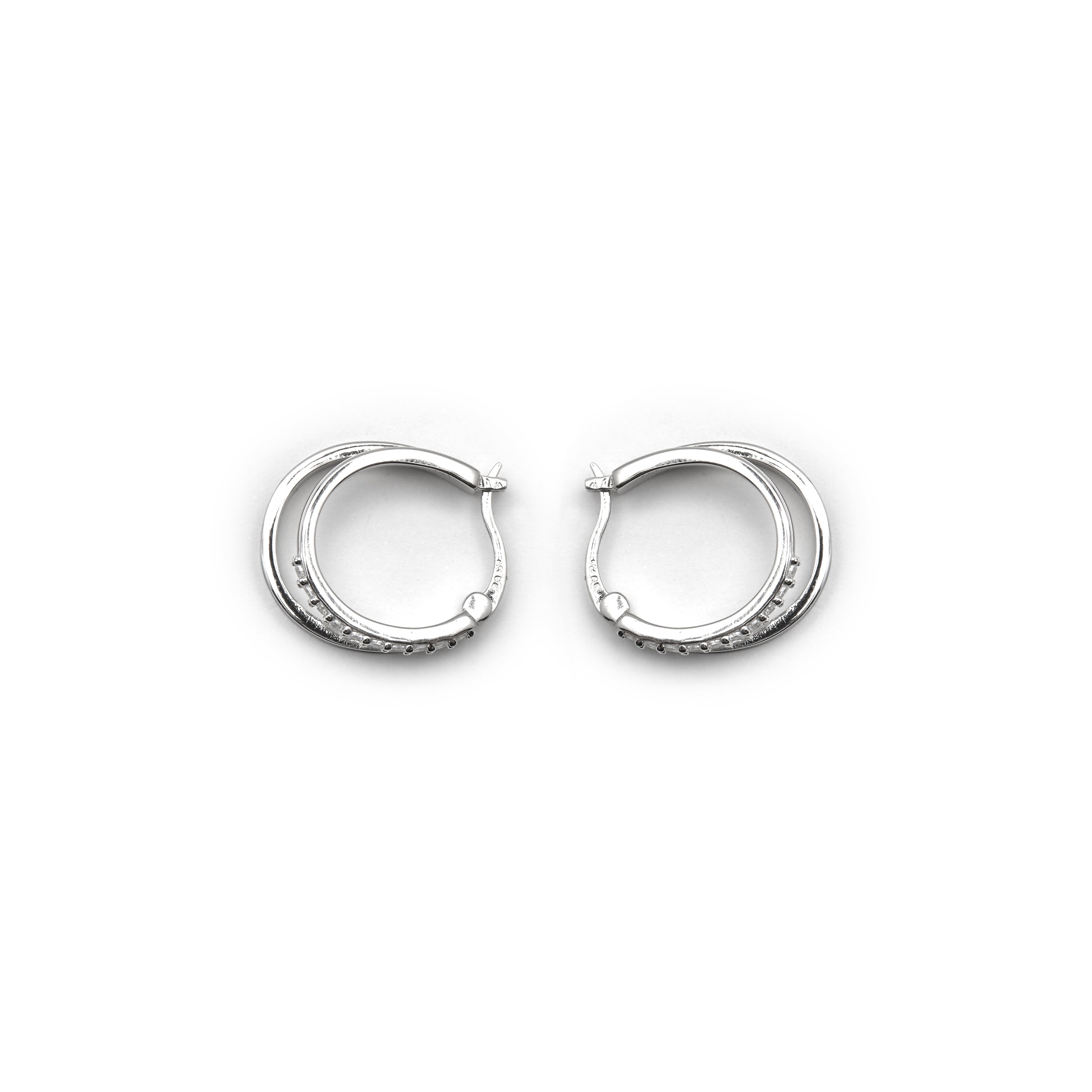 925 Sterling Silver and Black Lacquer Earrings with Rhodium Finish - Dersa