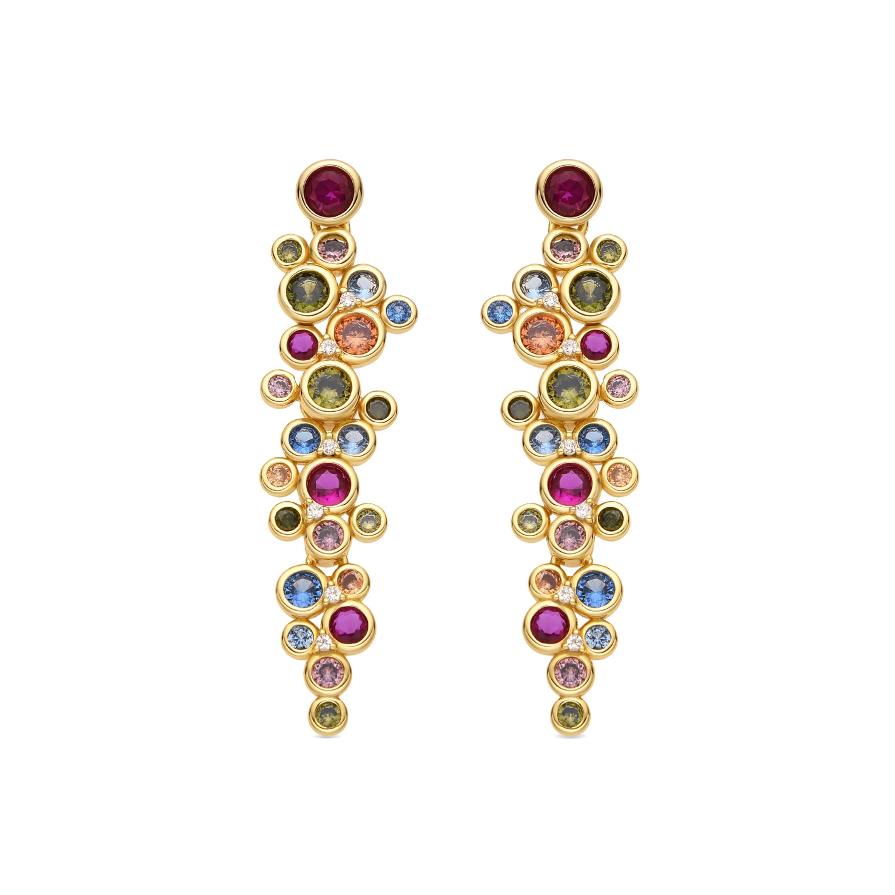 925 Sterling Silver and Multicolor Zirconia Earrings with 18k Gold Finish - Irca