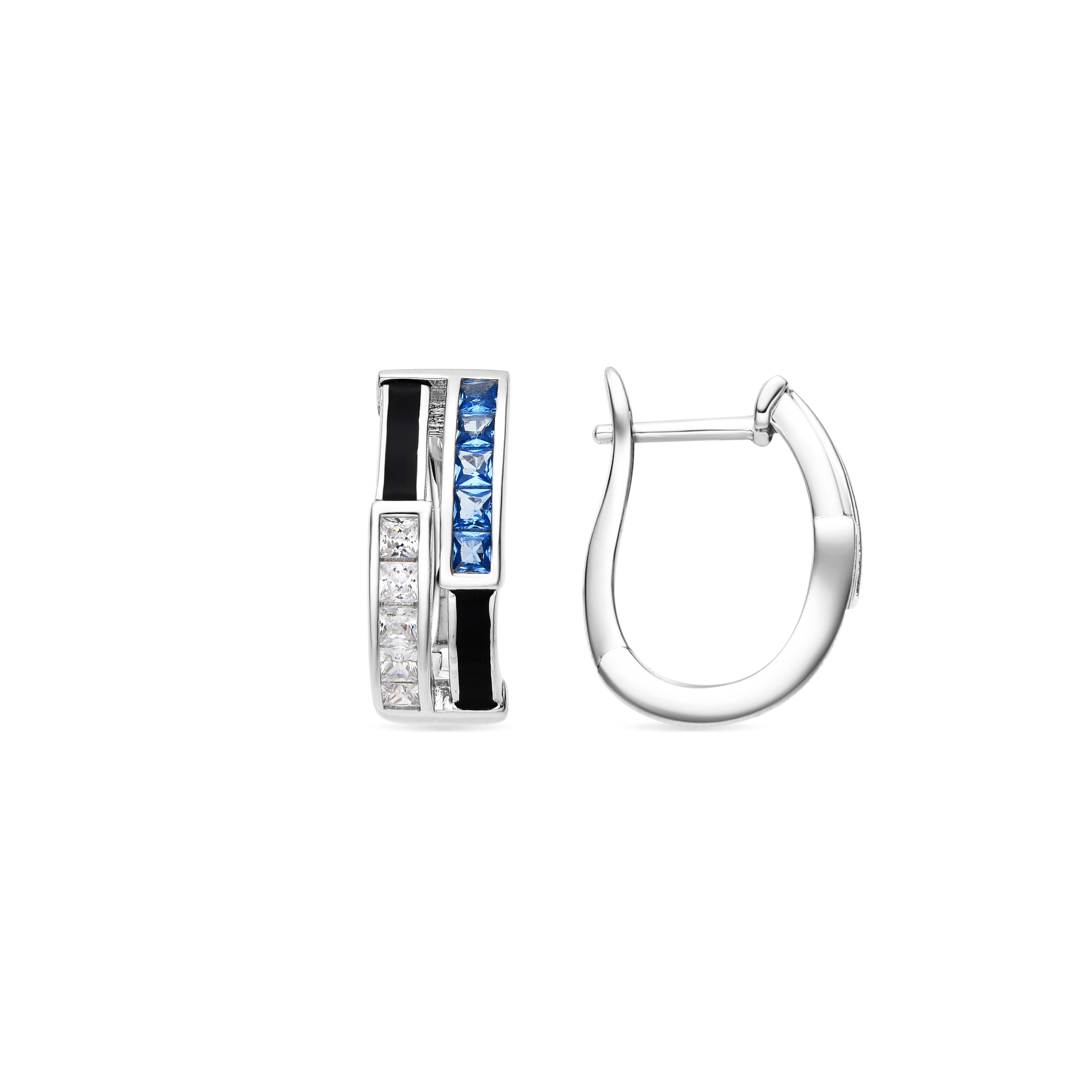 925 Sterling Silver and Sapphire Zirconia Earrings with Rhodium Finish - Nikoa