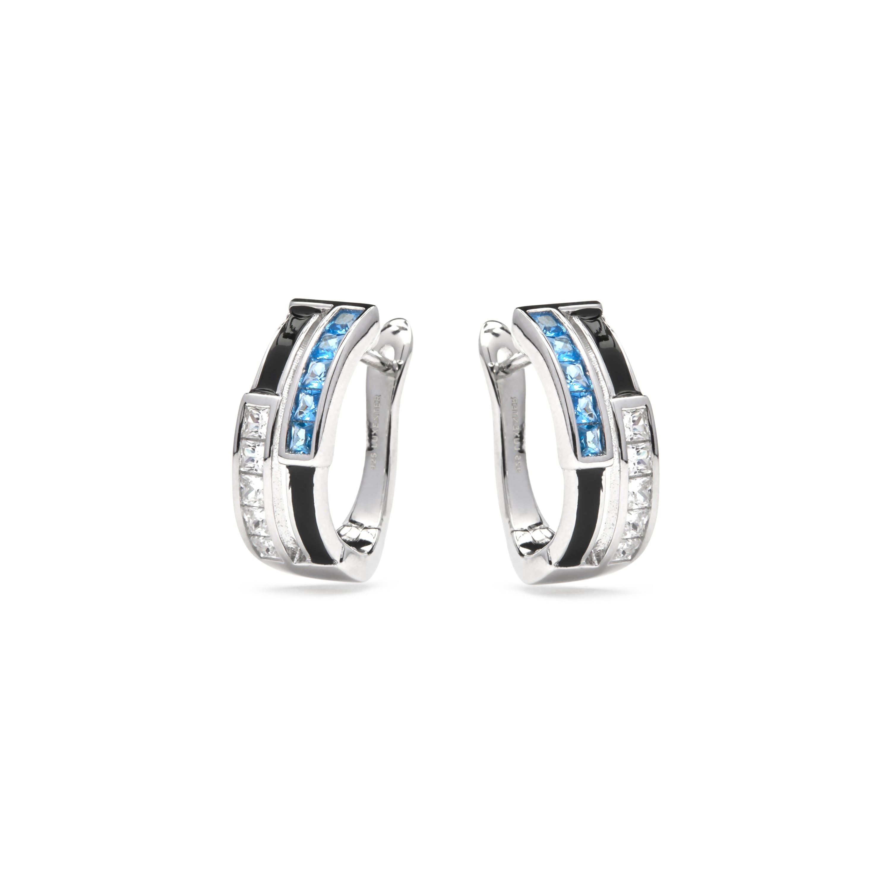 925 Sterling Silver and Sapphire Zirconia Earrings with Rhodium Finish - Nikoa
