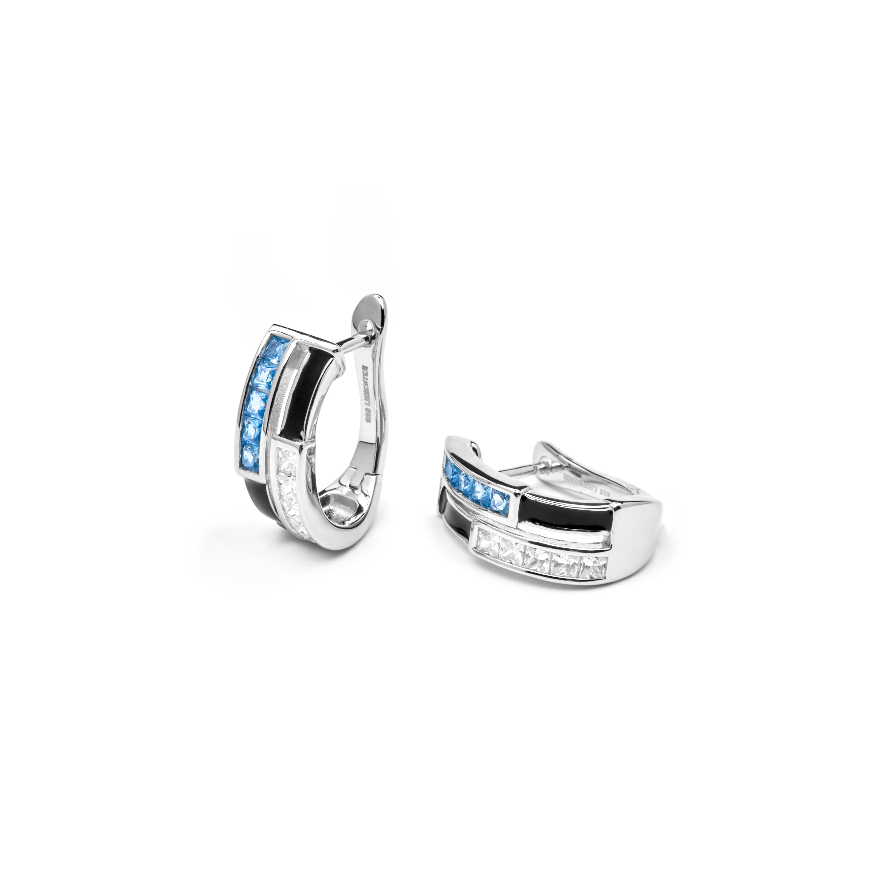 925 Sterling Silver and Sapphire Zirconia Earrings with Rhodium Finish - Nikoa