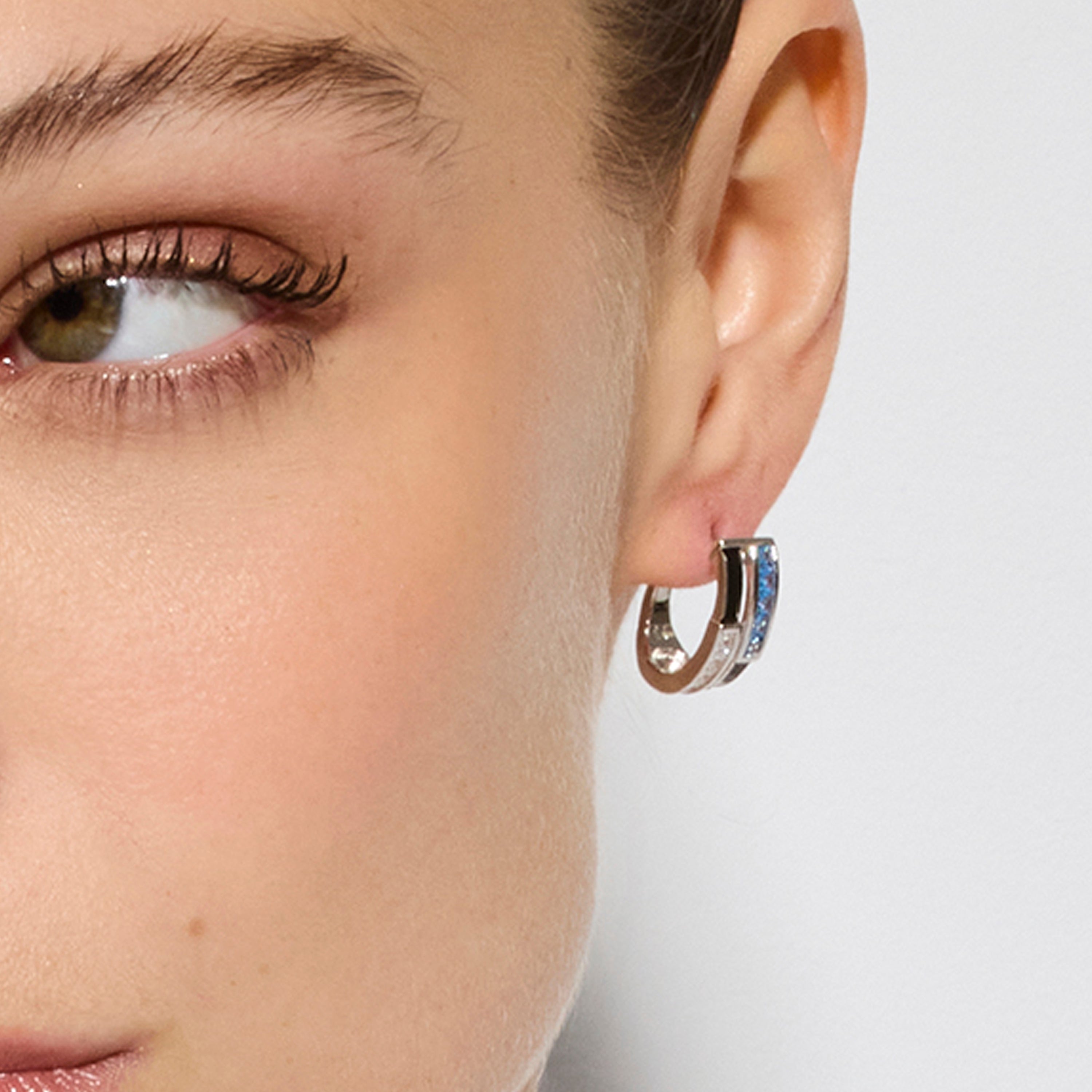 925 Sterling Silver and Sapphire Zirconia Earrings with Rhodium Finish - Nikoa