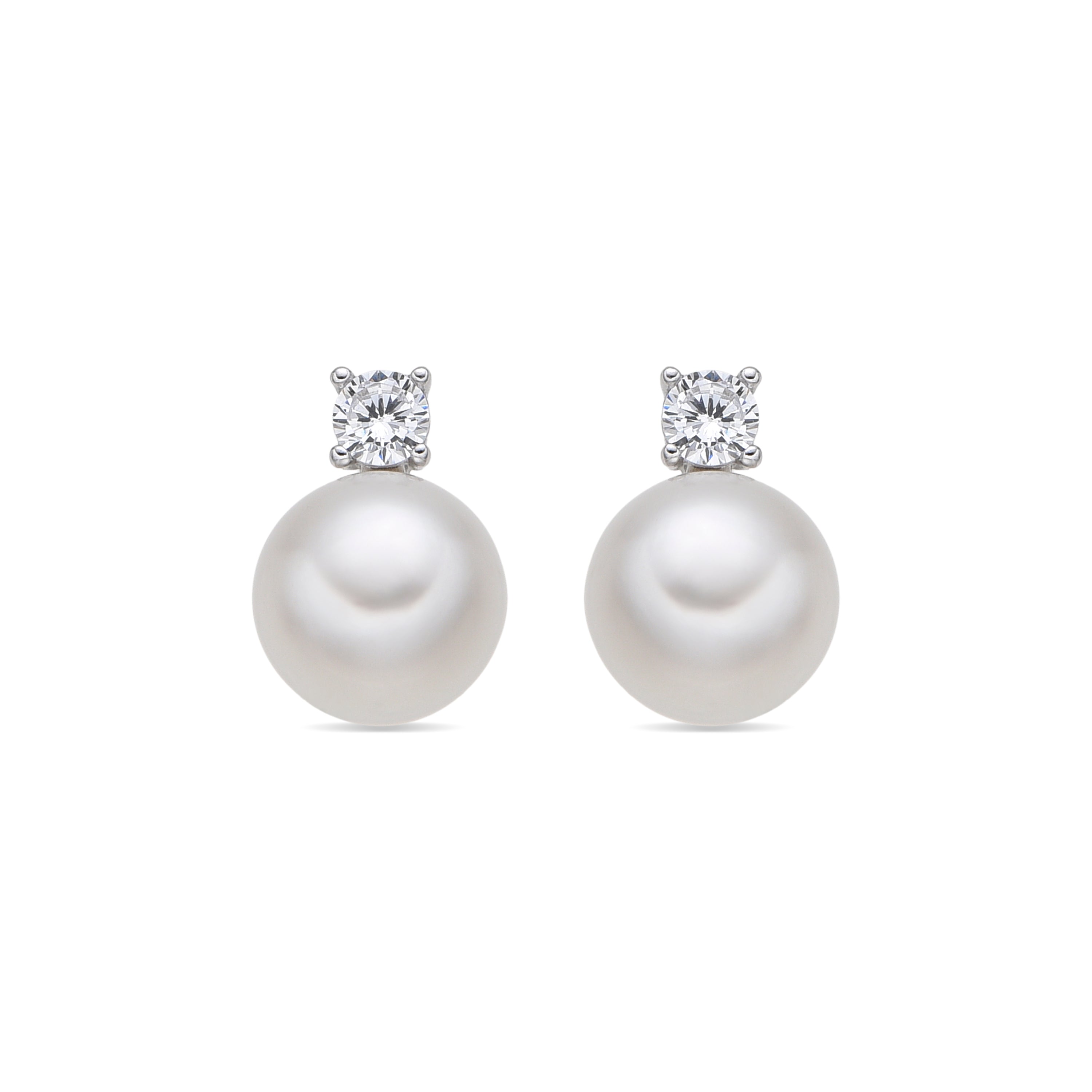 925 Sterling Silver and White Pearl Earrings with Rhodium Finish - Ablack