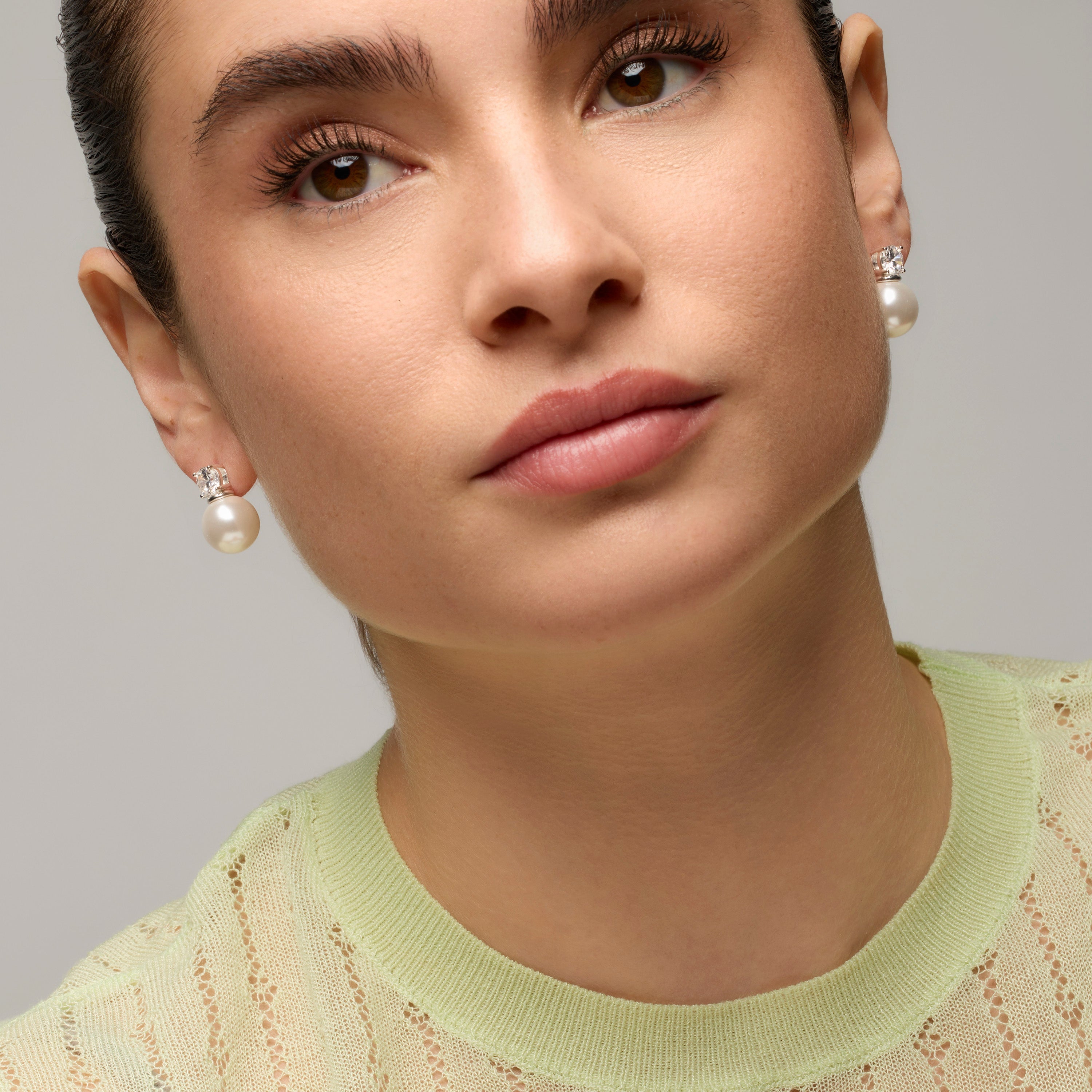 925 Sterling Silver and White Pearl Earrings with Rhodium Finish - Malam