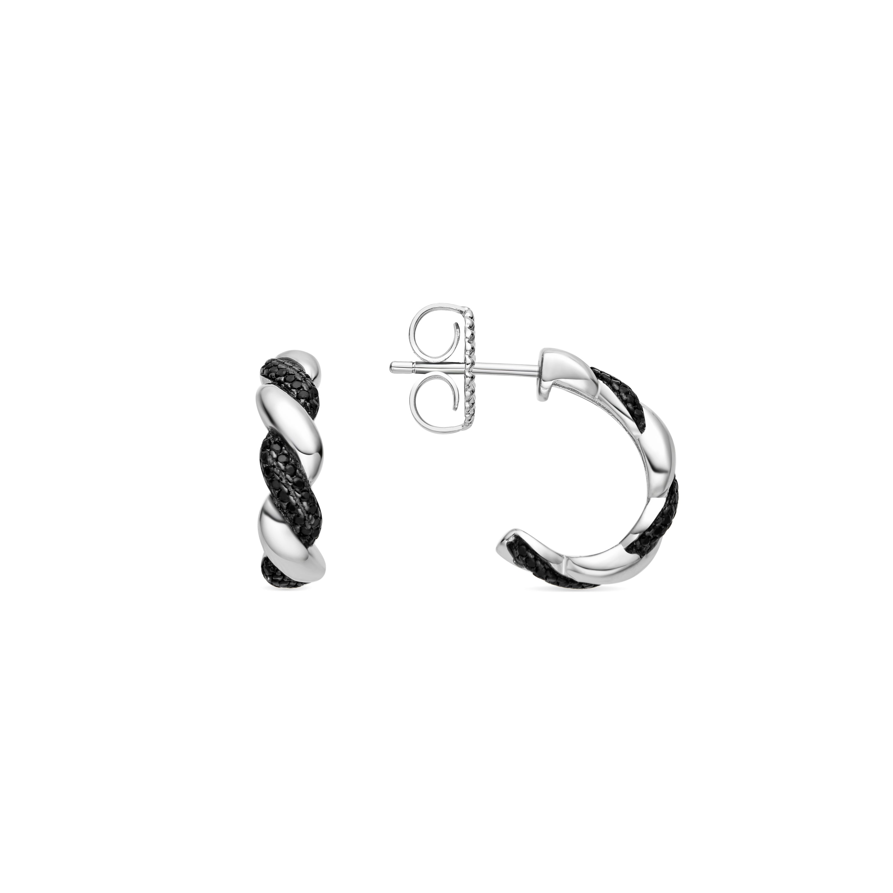 925 Sterling Silver and Onyx Zirconia Earrings with Rhodium Finish - Priya